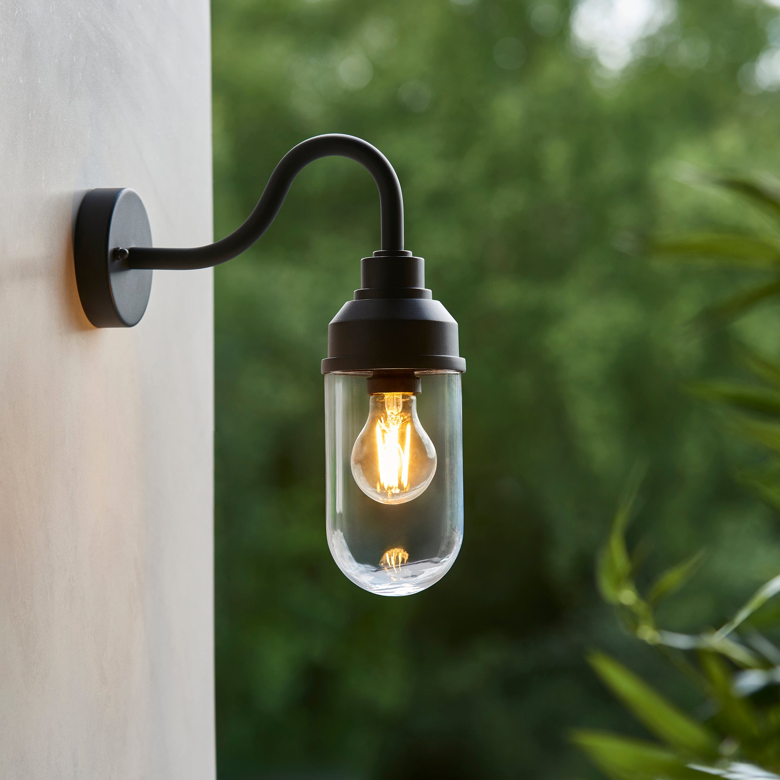 Endon Truro Wall Light - Textured Black & Clear Glass