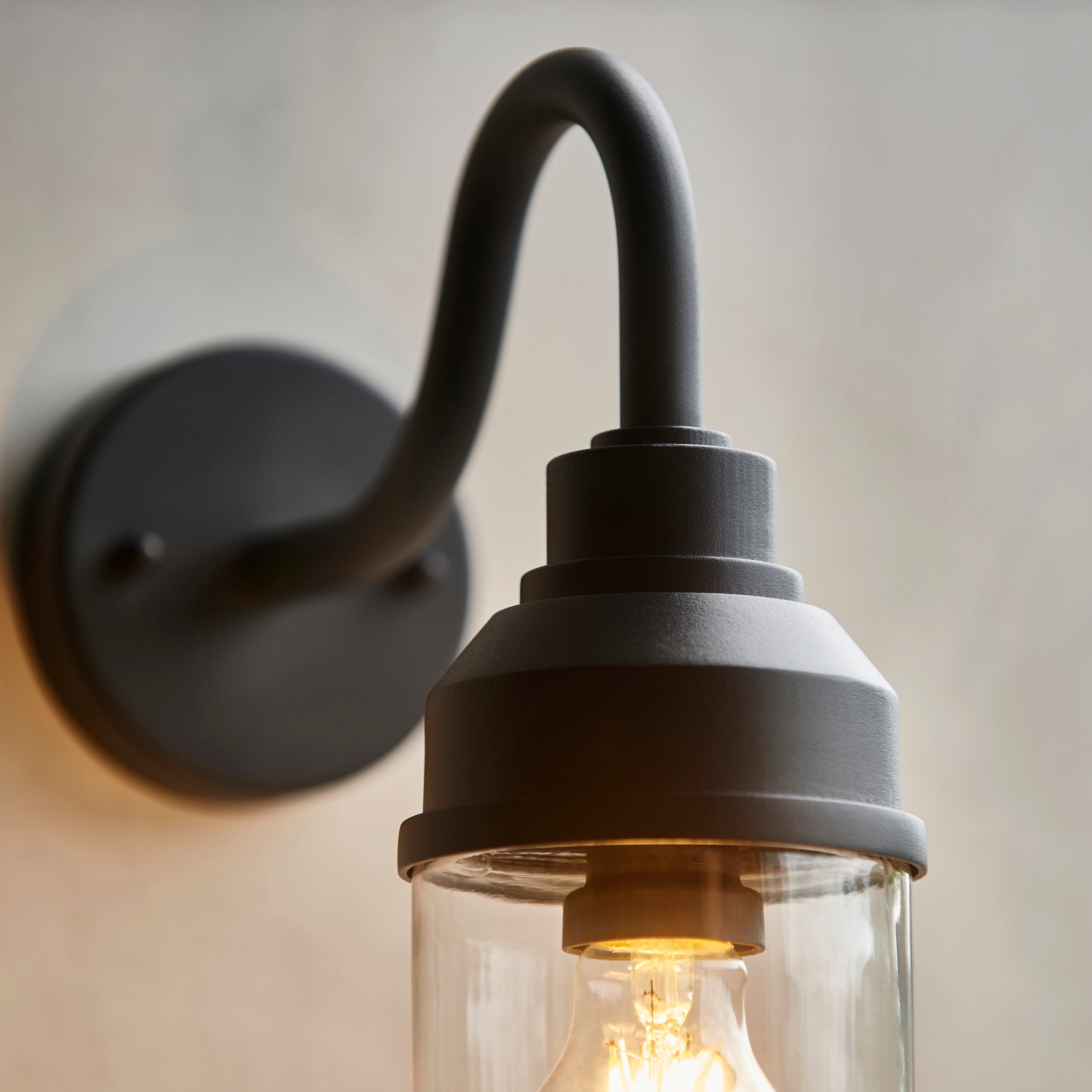 Endon Truro Wall Light - Textured Black & Clear Glass