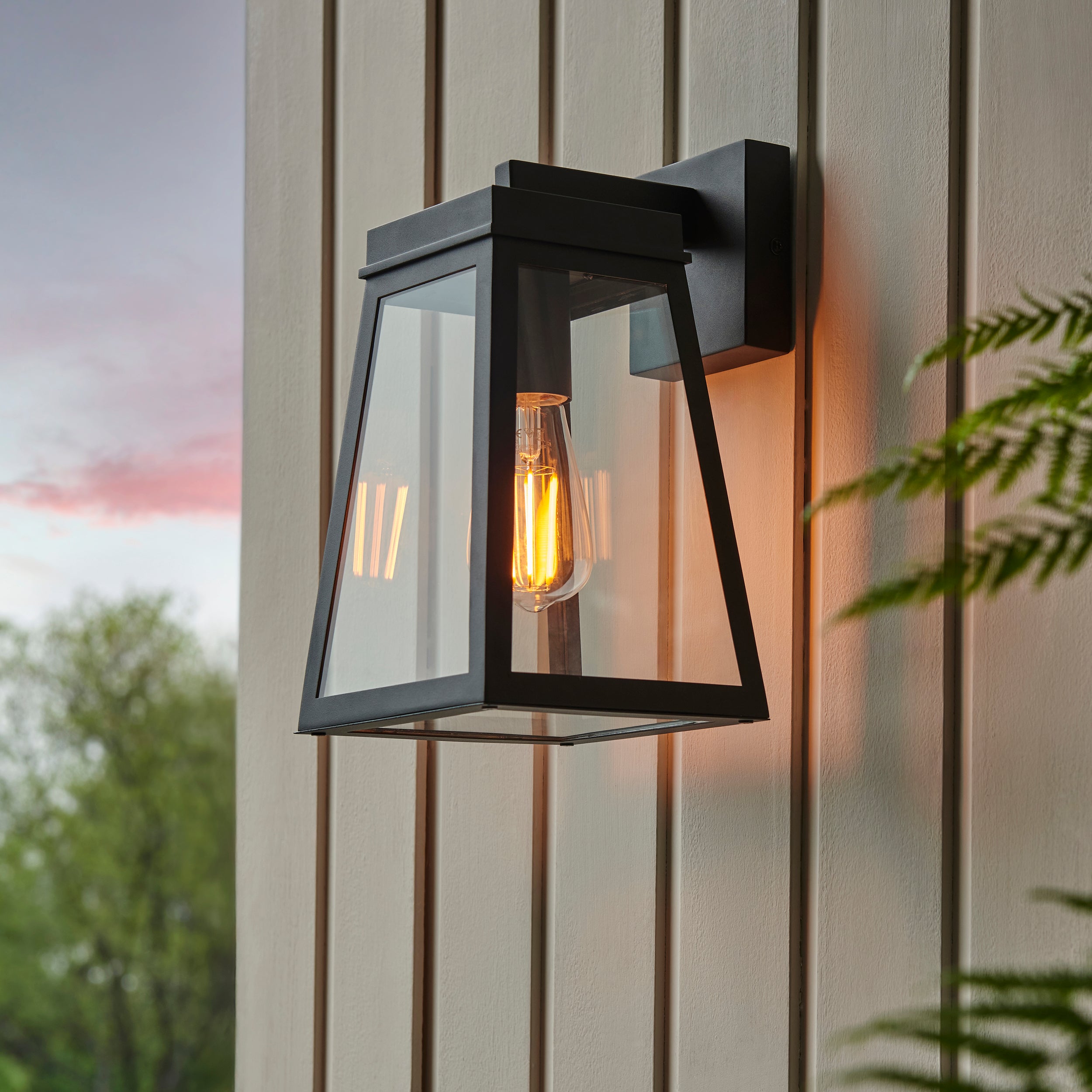 Endon Lymington Wall Light - Textured Black & Clear Glass