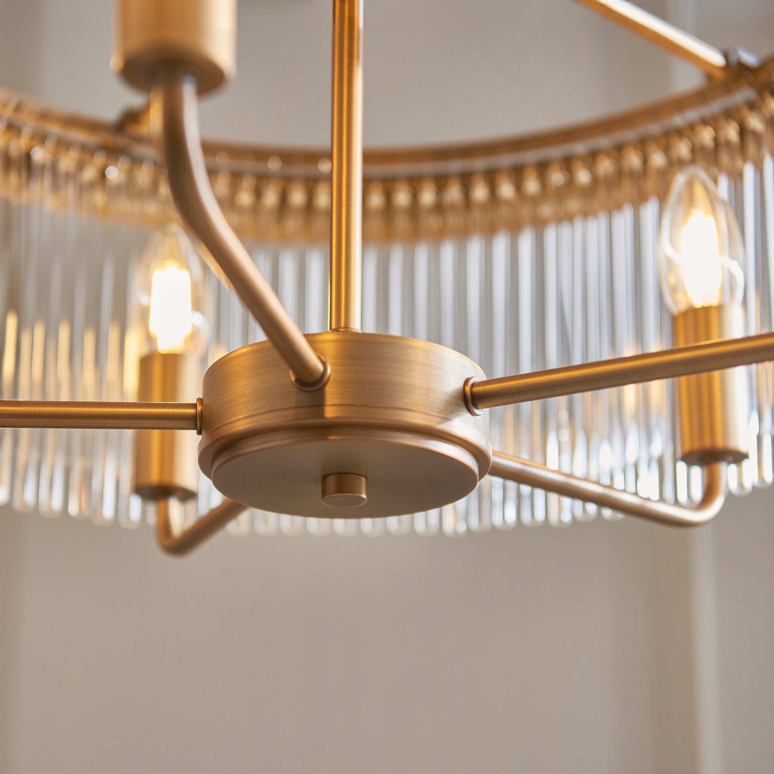 Endon Clermont 5 Light Pendant - Warm Antique Brass Plate & Clear Glass