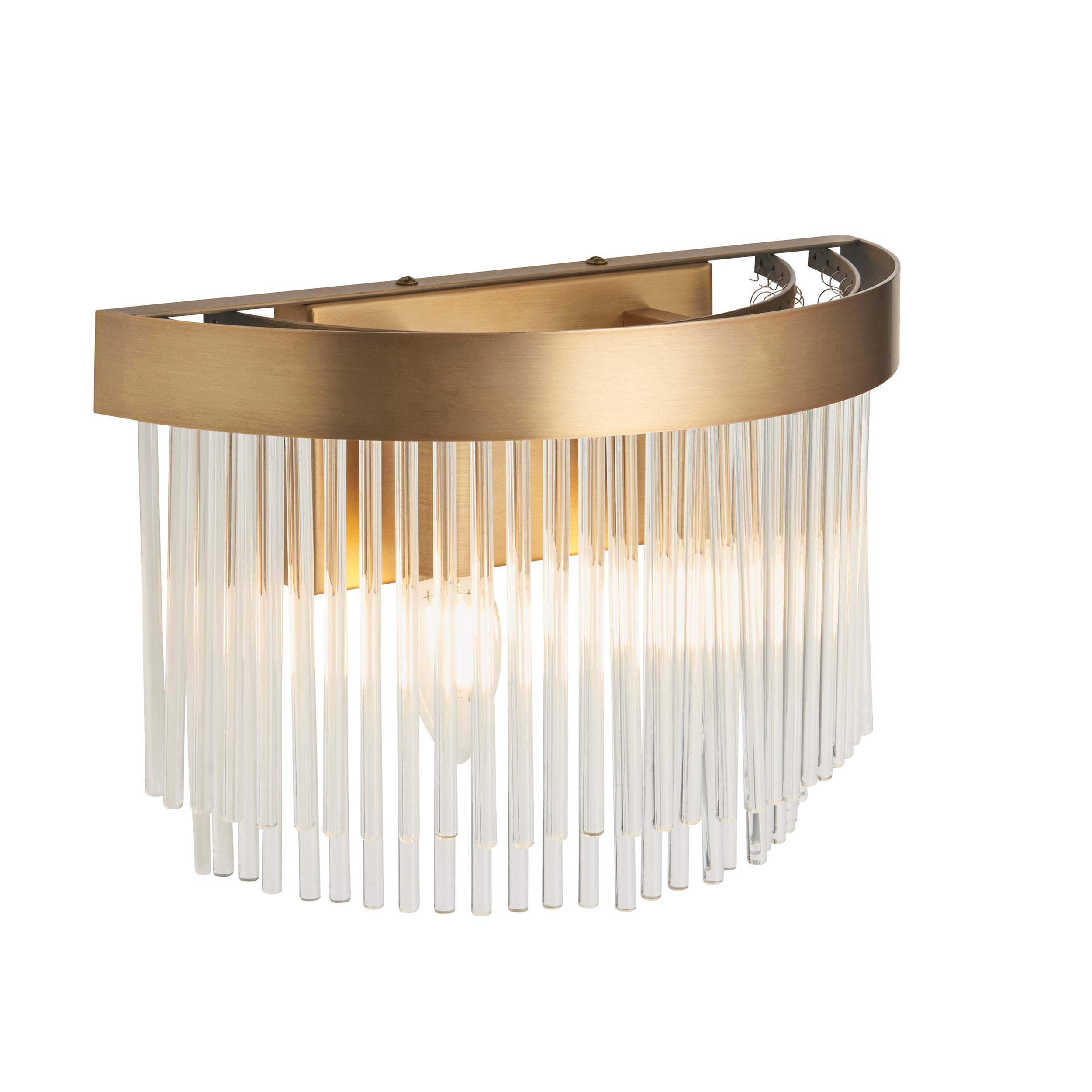 Endon Clermont 2 Light Wall Light - Warm Antique Brass Plate & Clear Glass