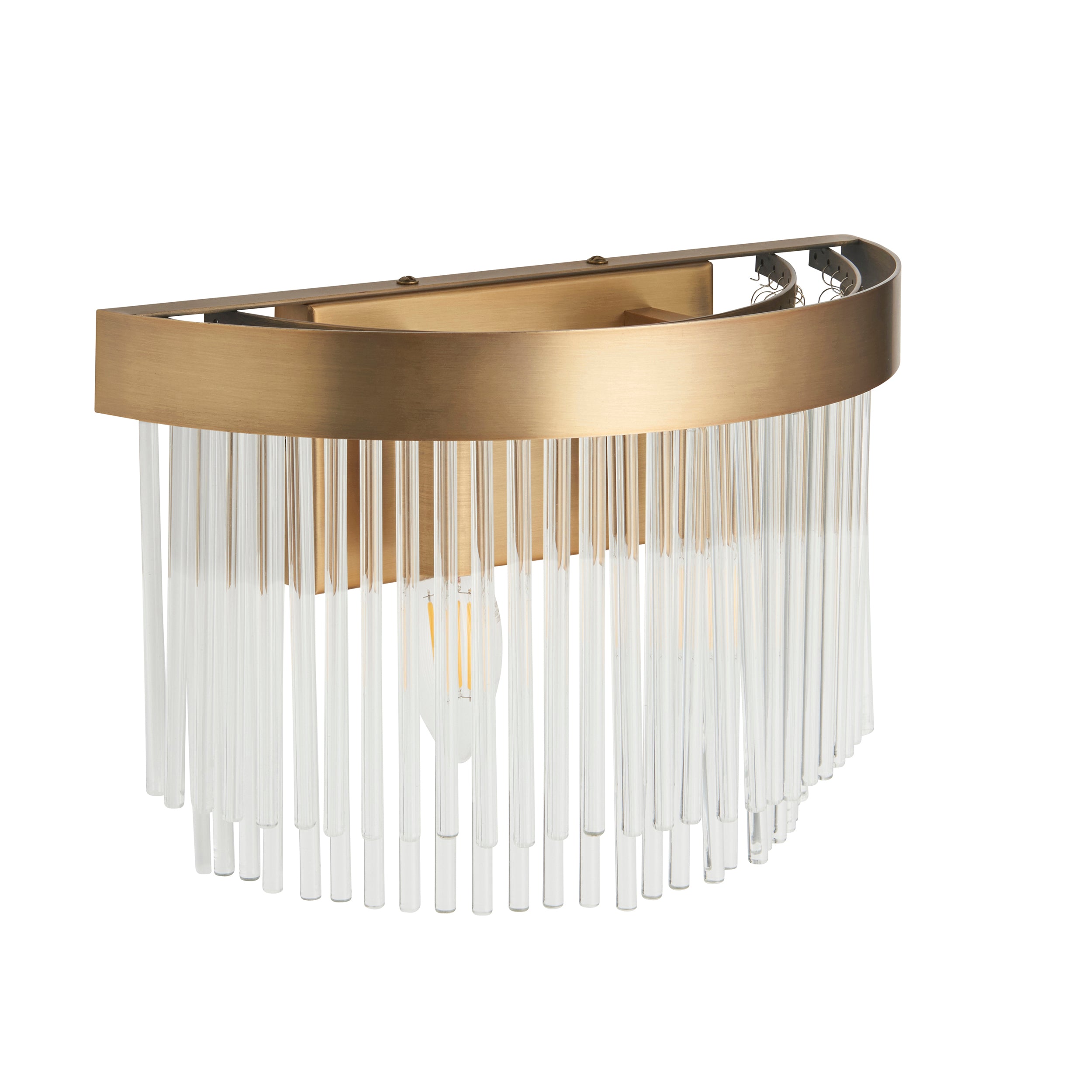 Endon Clermont 2 Light Wall Light - Warm Antique Brass Plate & Clear Glass