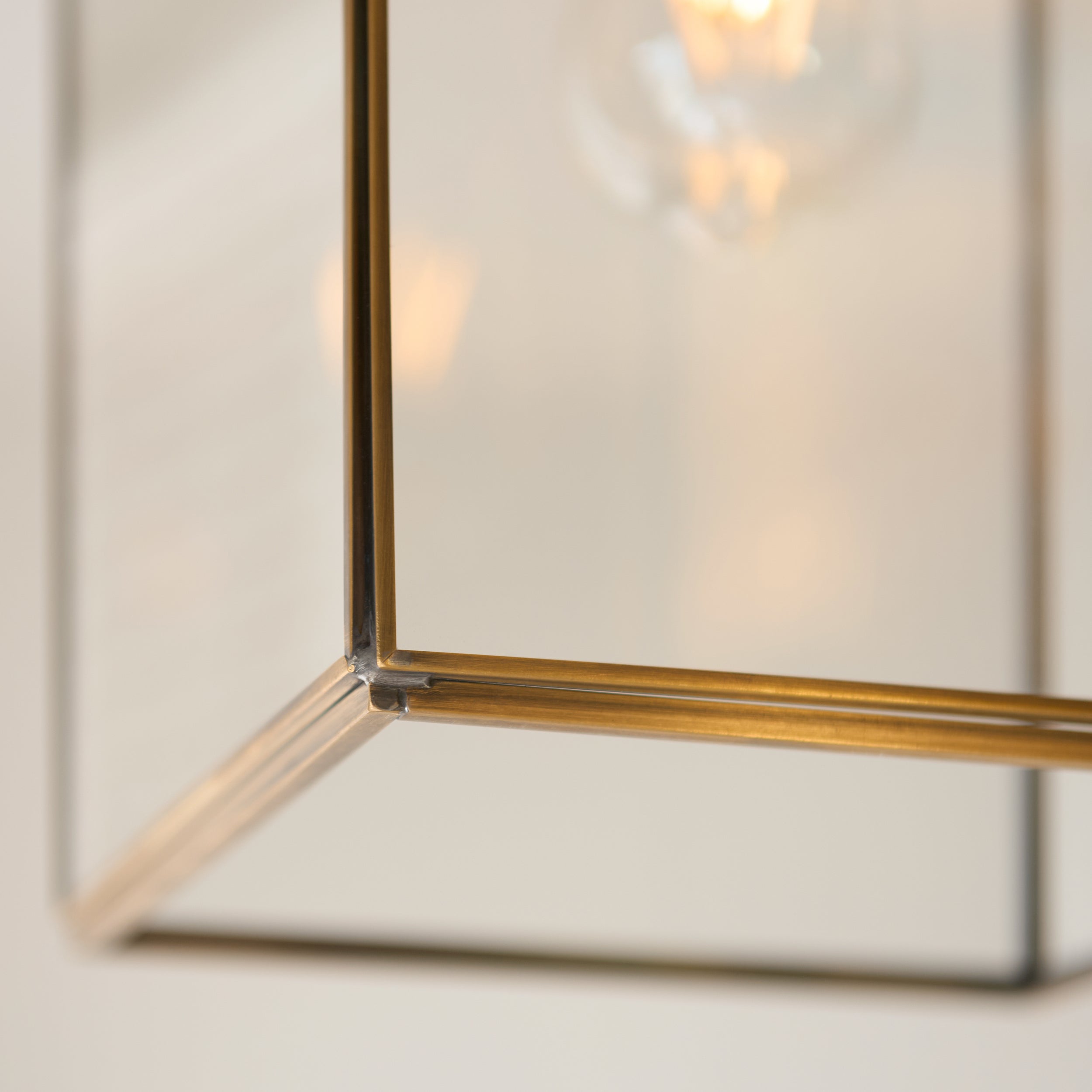 Endon Hammond Grand Pendant - Antique Solid Brass, Brushed Aged Brass Plate & Clear Glass