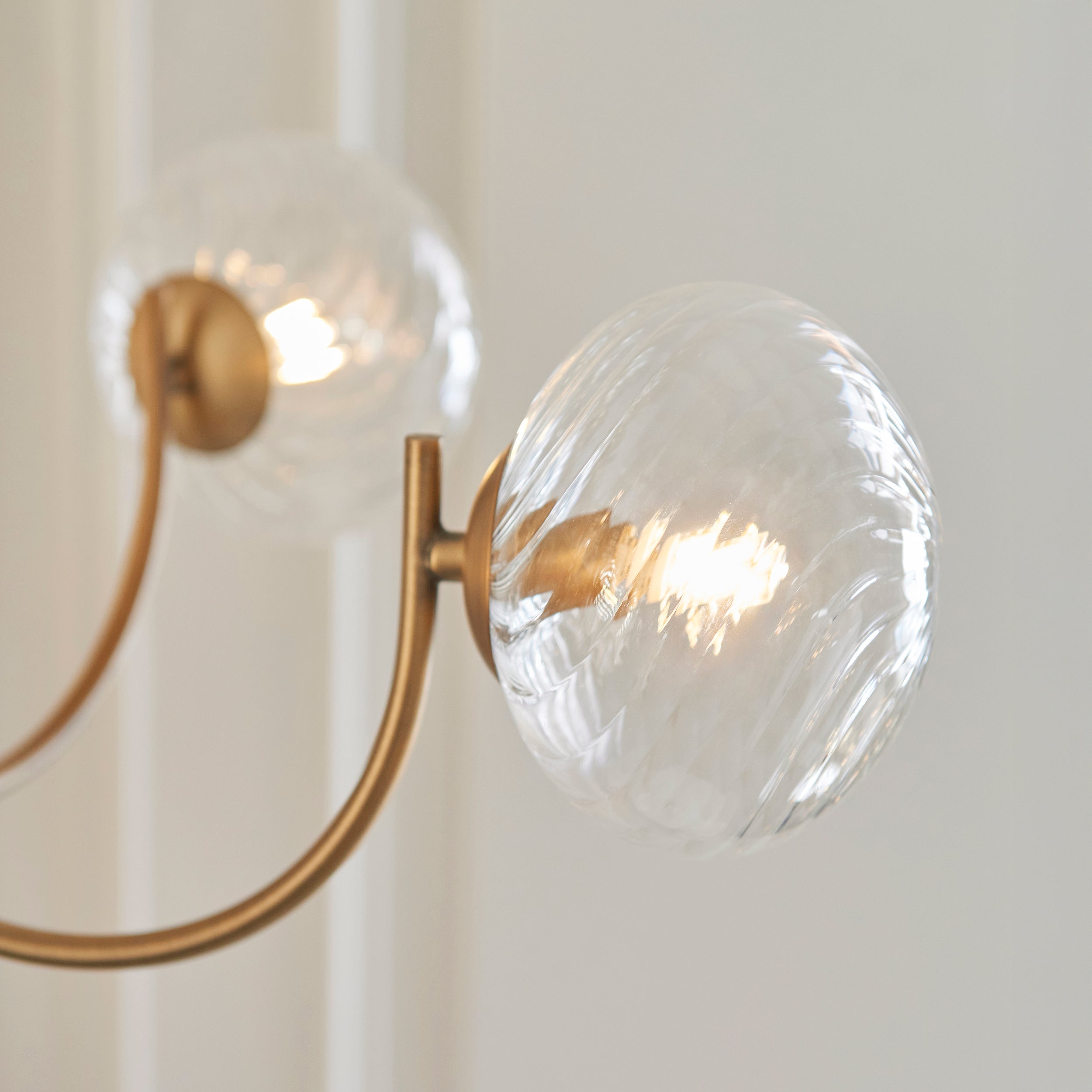 Endon Hague 5 Light Pendant - Warm Antique Brass Plate & Clear Spiral Glass