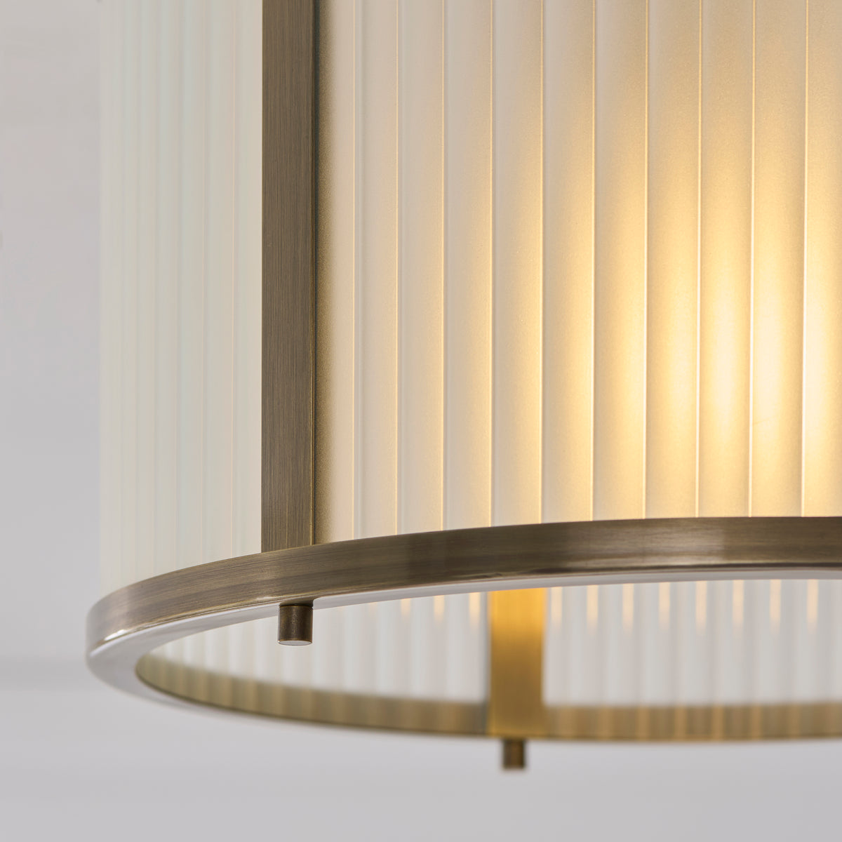 Endon Ridgeton Flush - Antique Brass Plate & Frosted Ribbed Glass