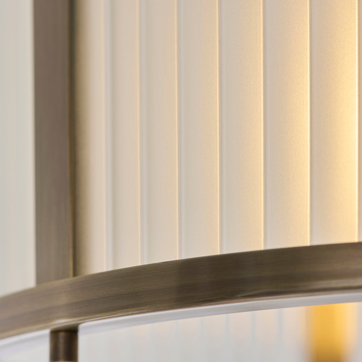 Endon Ridgeton Flush - Antique Brass Plate & Frosted Ribbed Glass