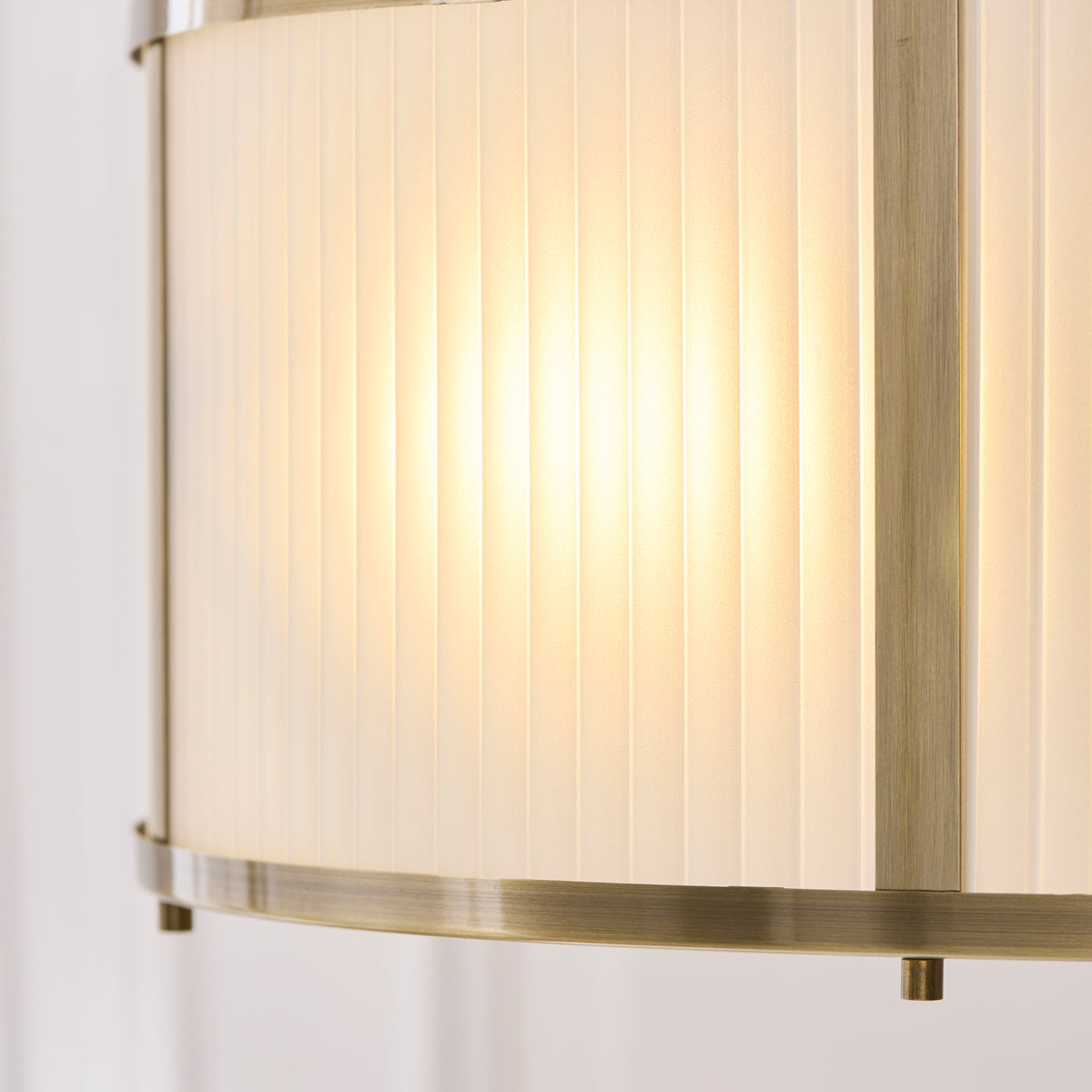 Endon Ridgeton 3 Light Pendant - Antique Brass Plate & Frosted Ribbed Glass