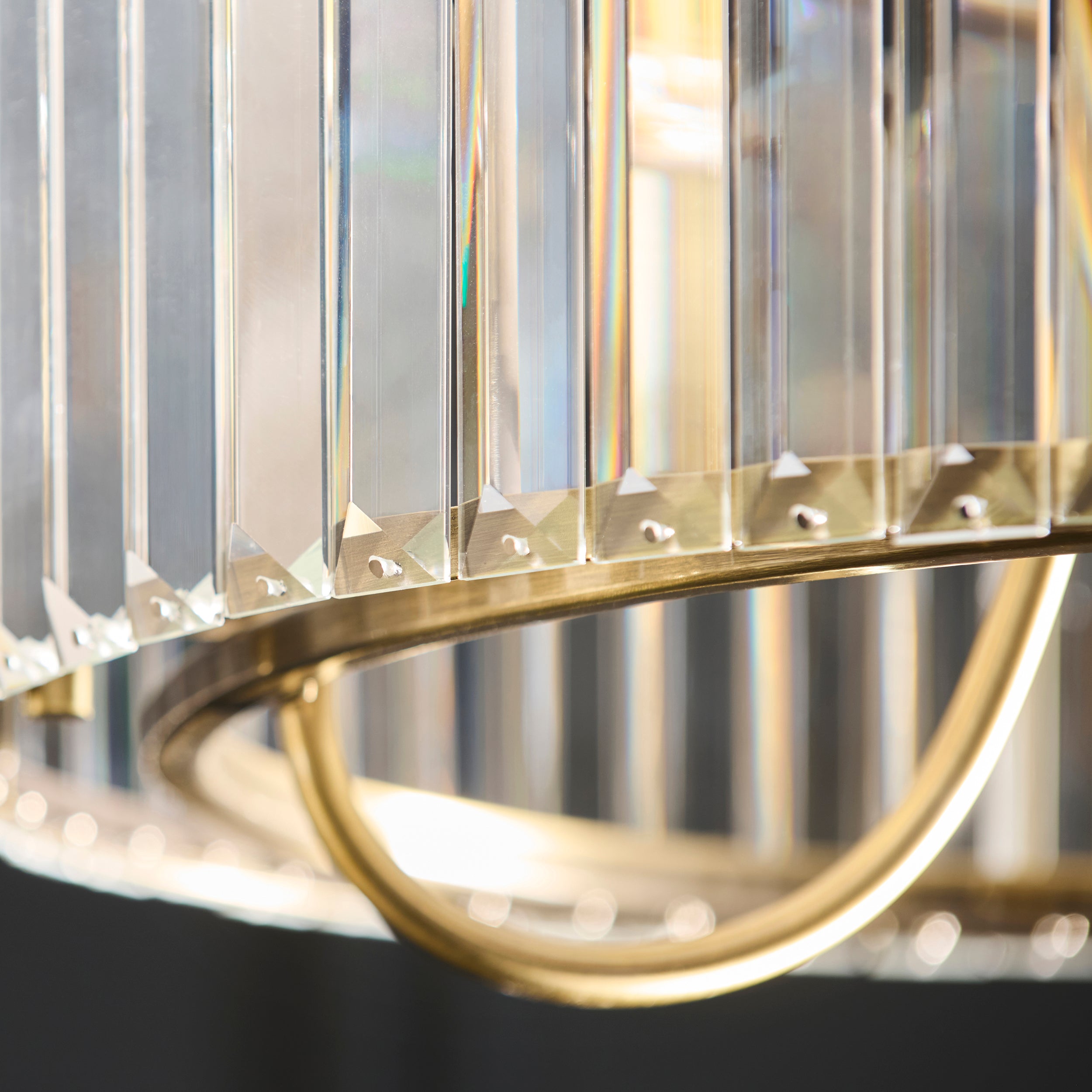 Endon Visconti 3 Light Semi Flush Ceiling Light - Antique Brass Plate & Clear Glass