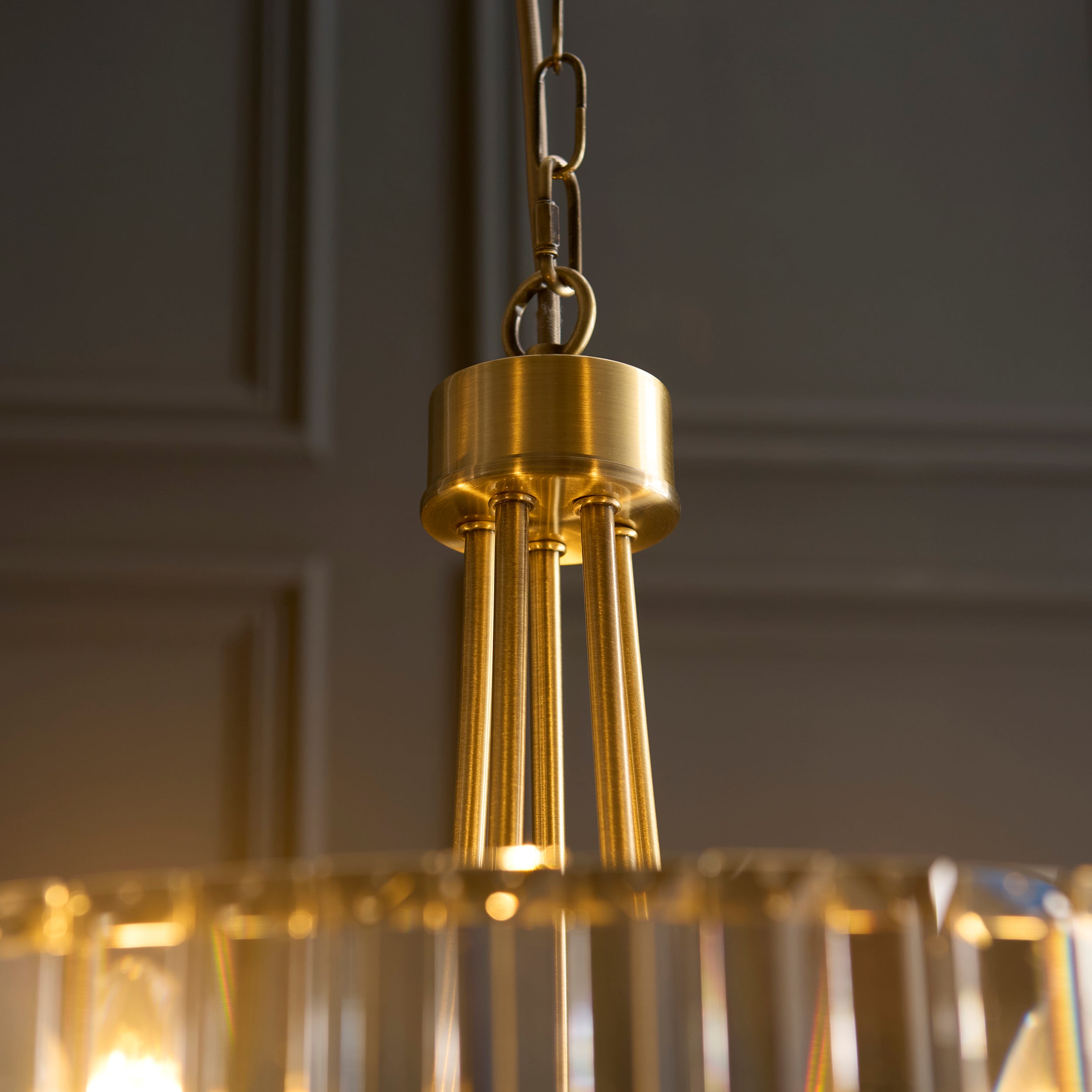 Endon Visconti 5 Light Pendant - Antique Brass Plate & Clear Glass