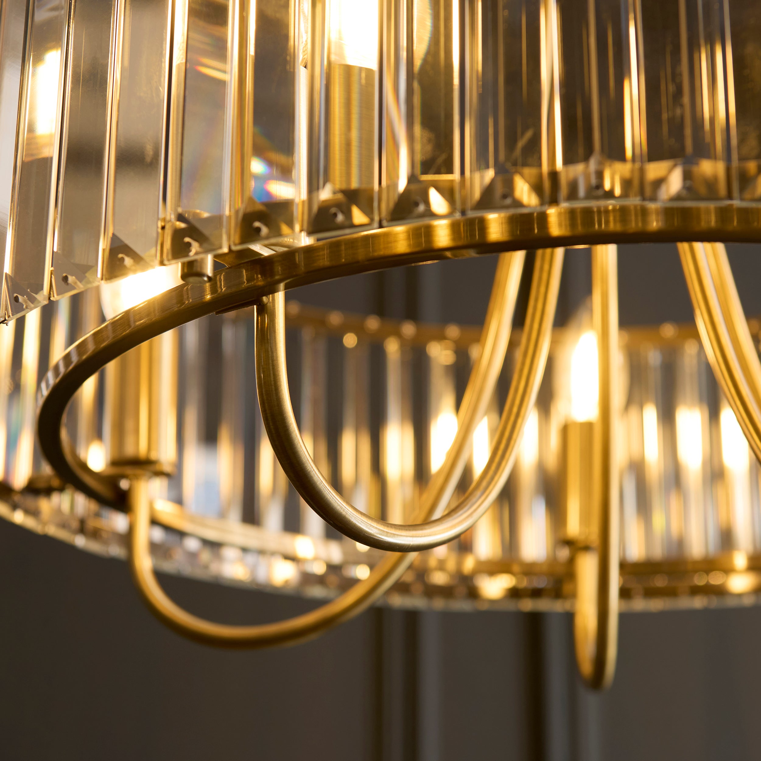 Endon Visconti 5 Light Pendant - Antique Brass Plate & Clear Glass