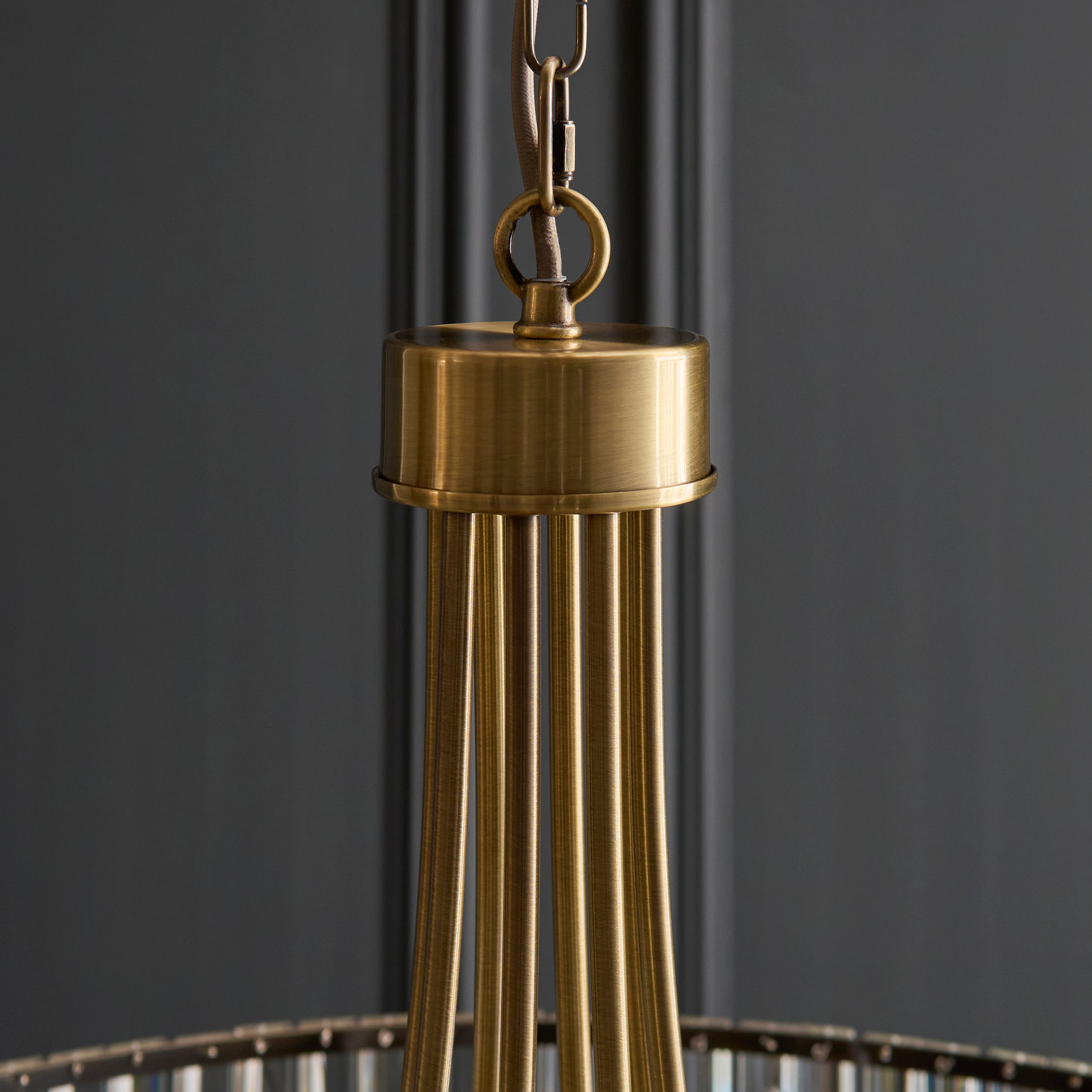 Endon Visconti 8 Light Pendant - Antique Brass Plate & Clear Glass
