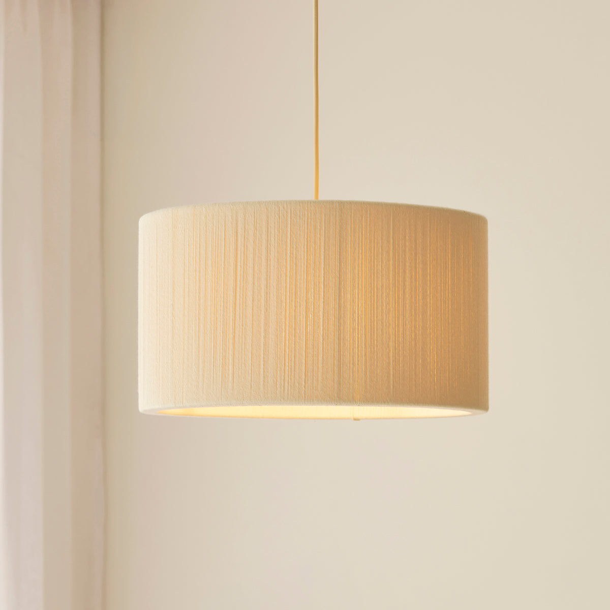 Endon Noah Pendant - Cream Cotton & Brushed Brass Plate