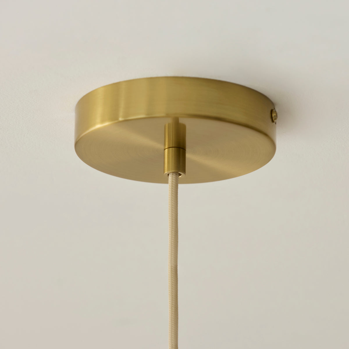 Endon Noah Pendant - Cream Cotton & Brushed Brass Plate
