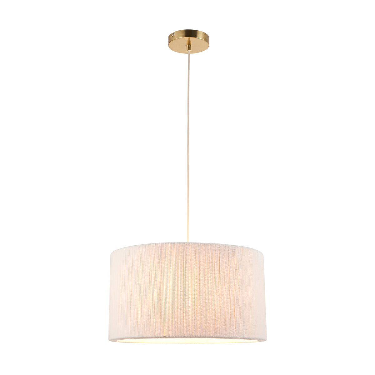 Endon Noah Pendant - Cream Cotton & Brushed Brass Plate