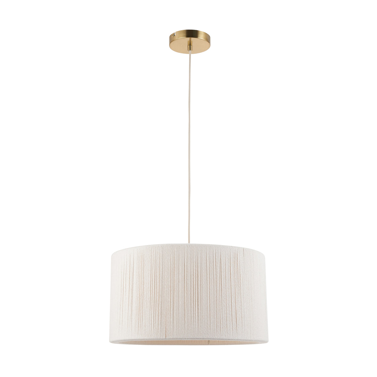 Endon Noah Pendant - Cream Cotton & Brushed Brass Plate