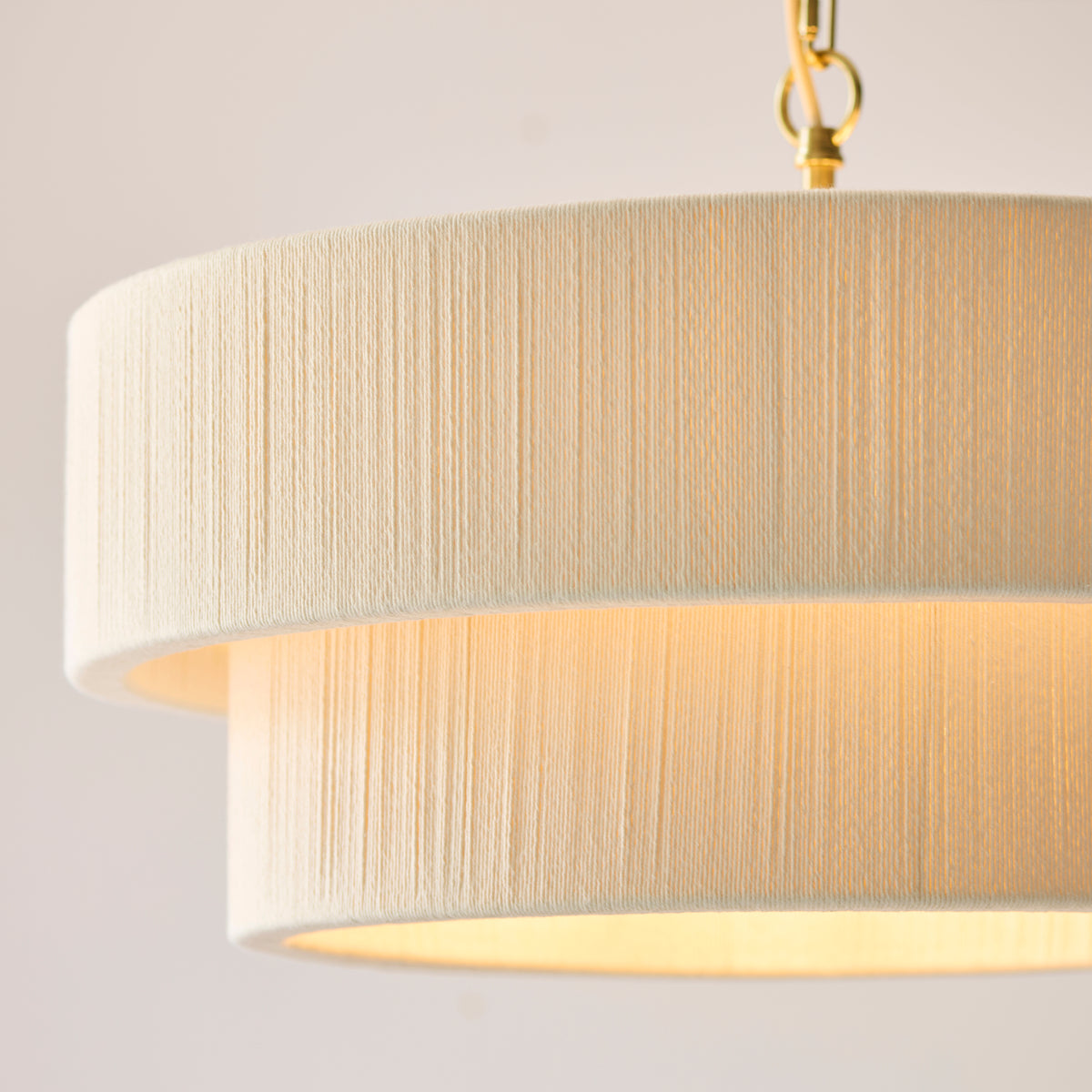Endon Noah 5 Light Pendant - Cream Cotton & Brushed Brass Plate