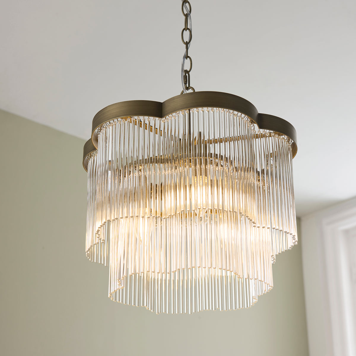 Endon Lucille 3 Light Pendant - Antique Brass & Clear Glass