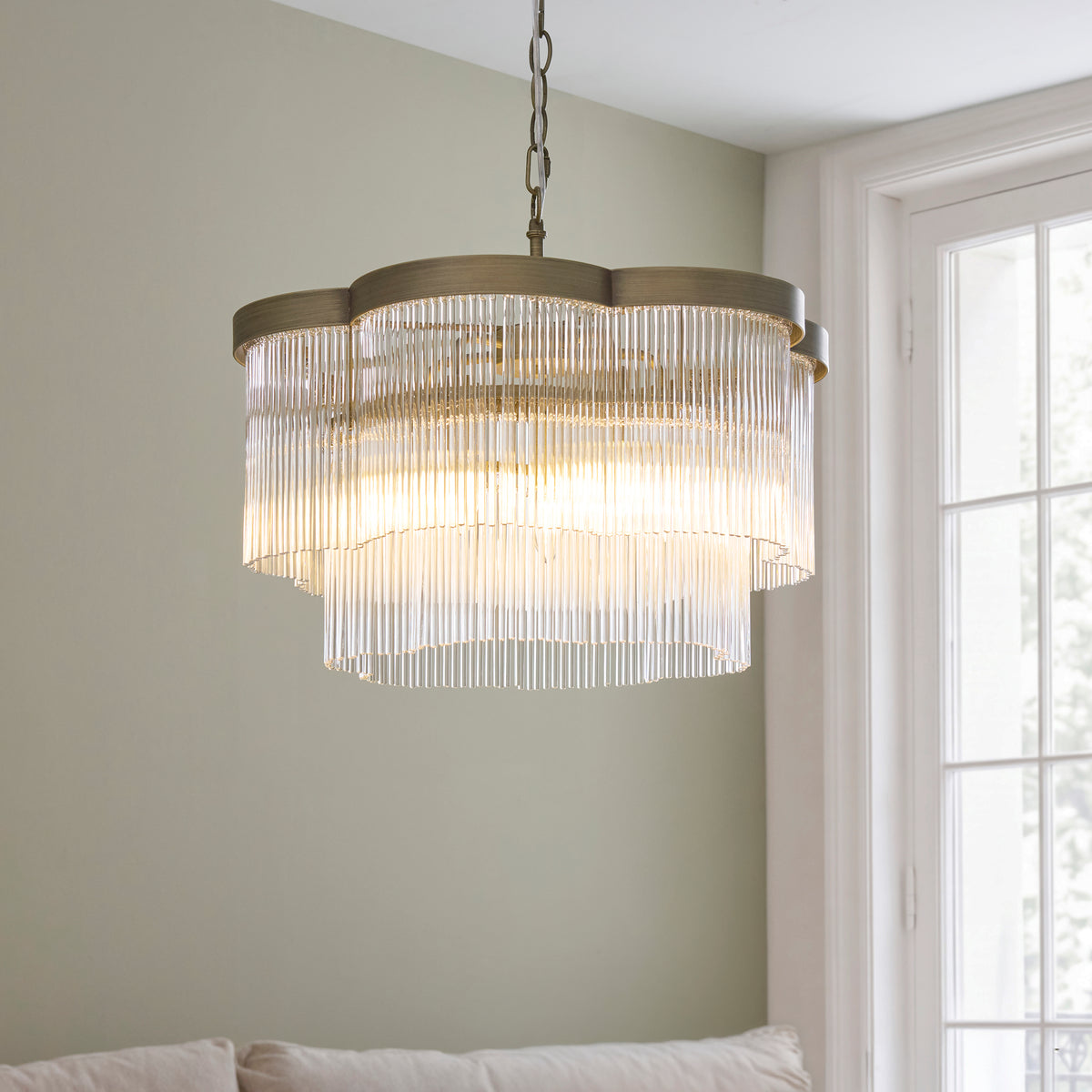 Endon Lucille 5 Light Pendant - Antique Brass & Clear Glass