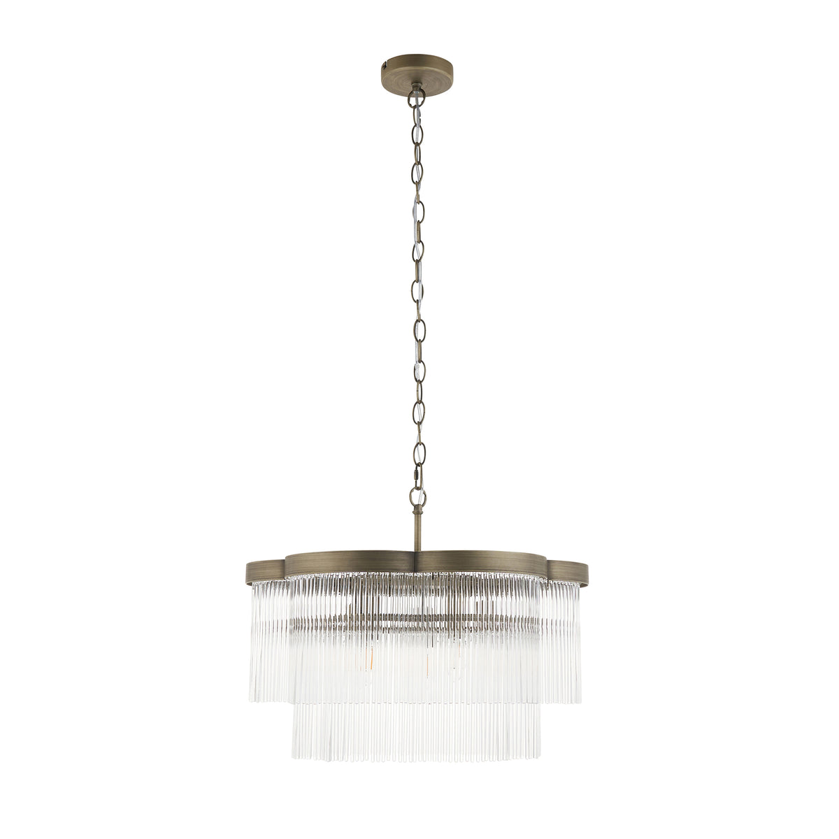 Endon Lucille 5 Light Pendant - Antique Brass & Clear Glass