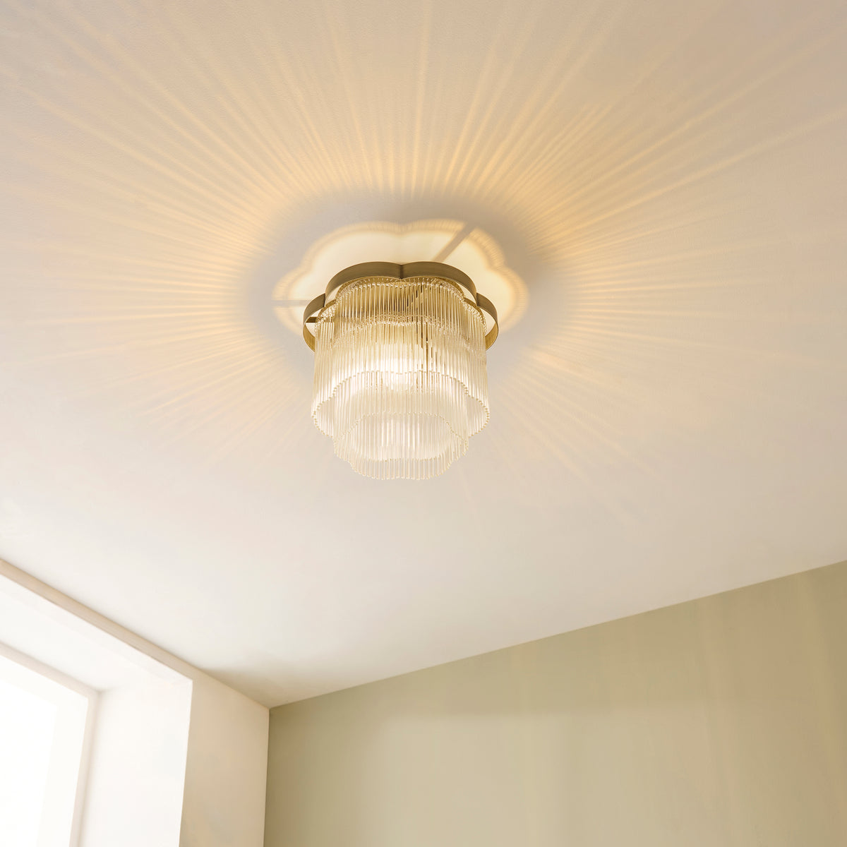 Endon Lucille Flush - Antique Brass & Clear Glass