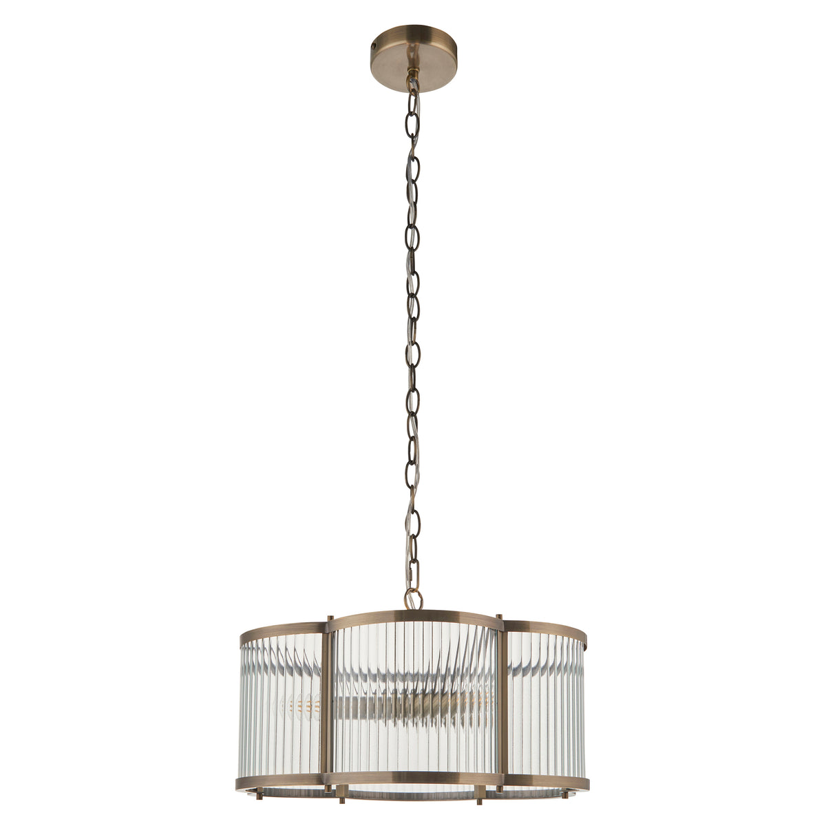 Studio shot of the Ridgeton Scallop pendant on a plain white background from a slightly different angle.