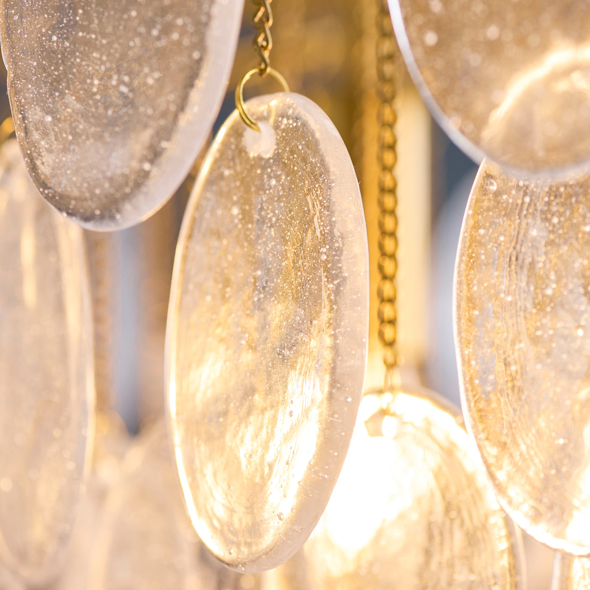 Endon Loretta 3 Light Pendant - Brushed Aged Brass Plate & Clear Bubble Glass