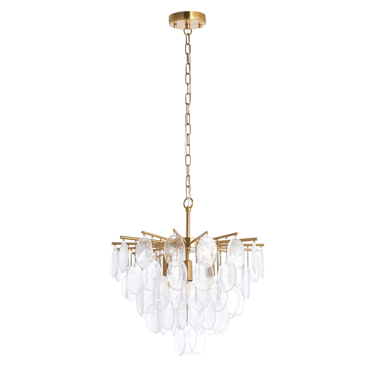 Endon Loretta 3 Light Pendant - Brushed Aged Brass Plate & Clear Bubble Glass