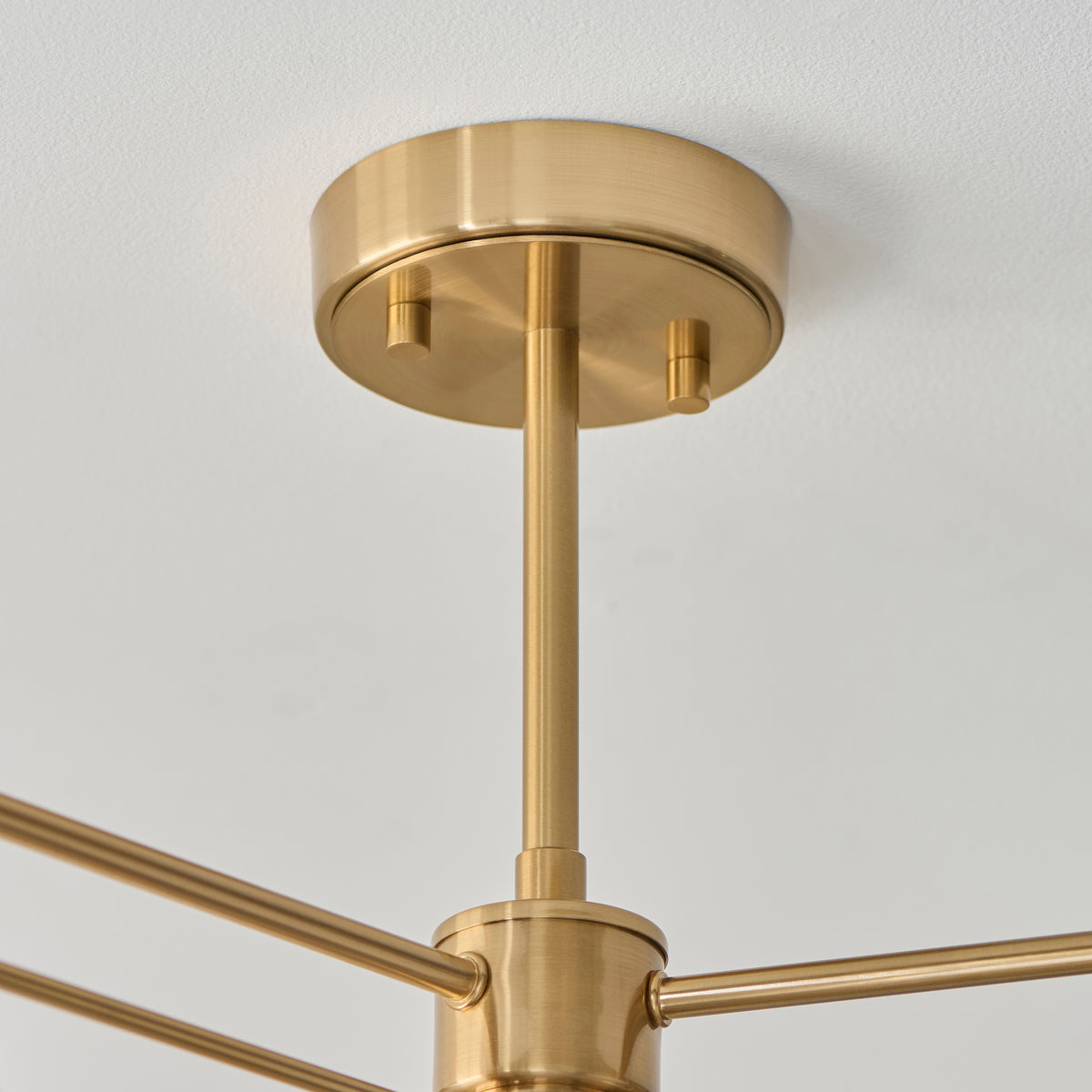 Endon Wallbridge 3 Light Semi Flush - Brushed Aged Brass Plate & Natural Linen