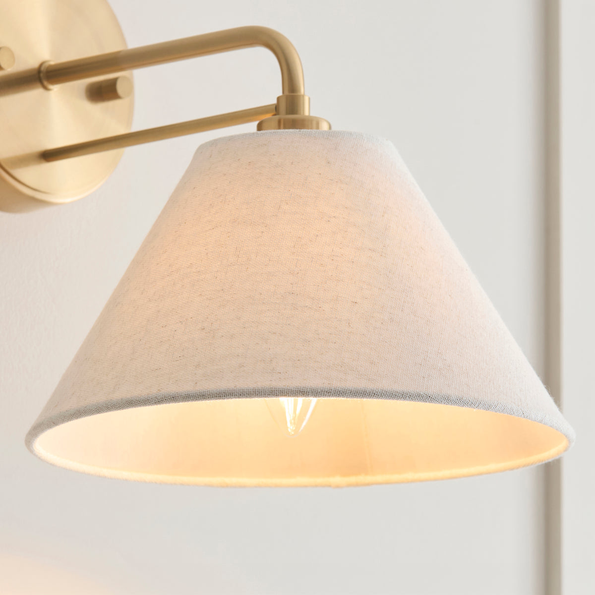 Endon Wallbridge Wall Light - Brushed Aged Brass Plate & Natural Linen
