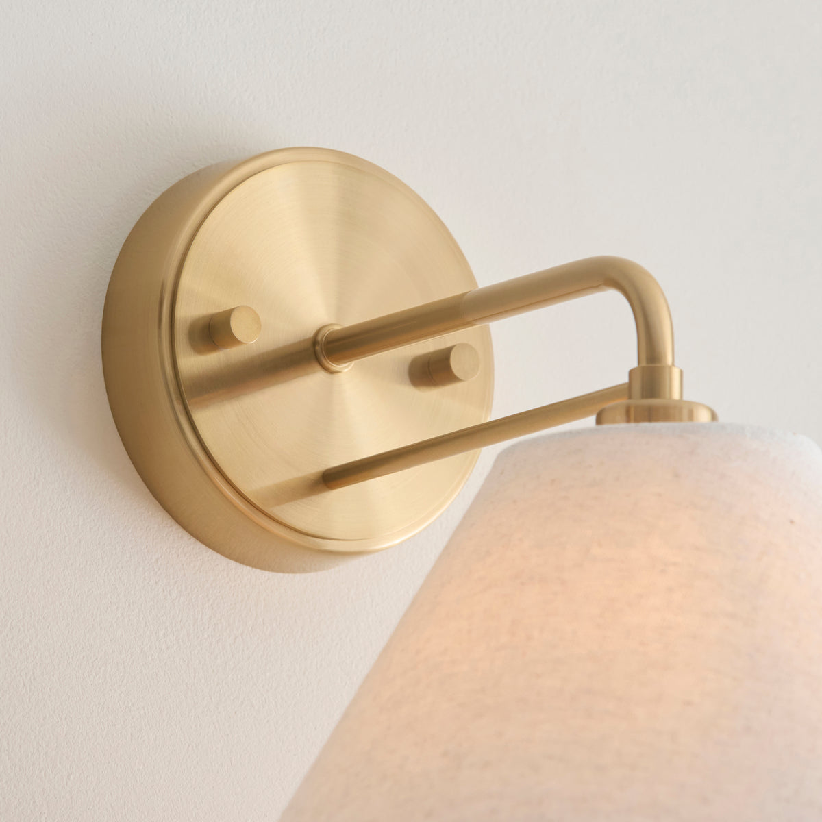 Endon Wallbridge Wall Light - Brushed Aged Brass Plate & Natural Linen