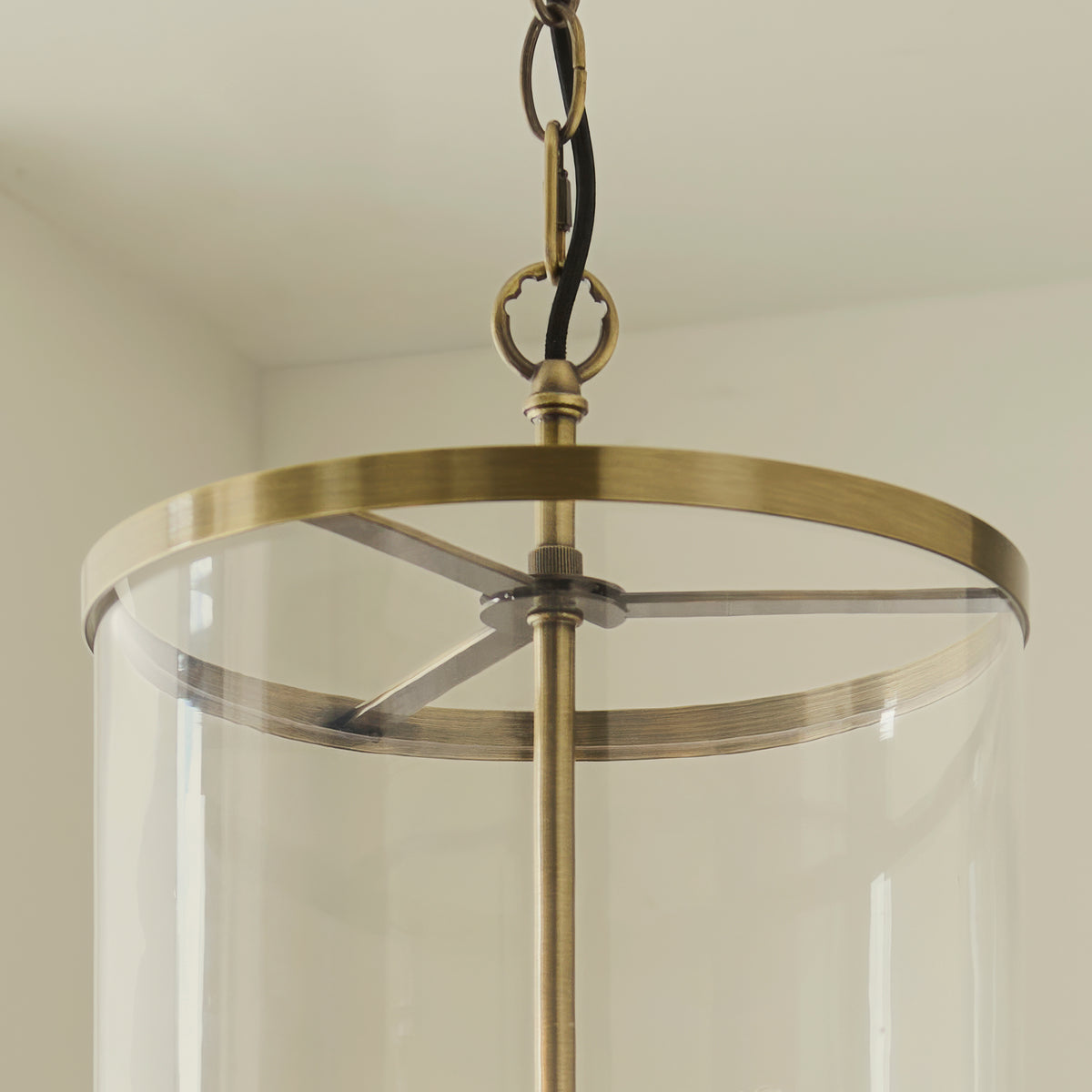 Endon Hebden 3 Light Pendant - Antique Brass Plate & Clear Glass