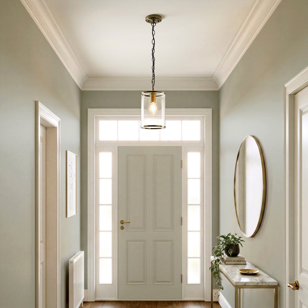 Endon Hebden Pendant - Antique Brass Plate & Clear Glass