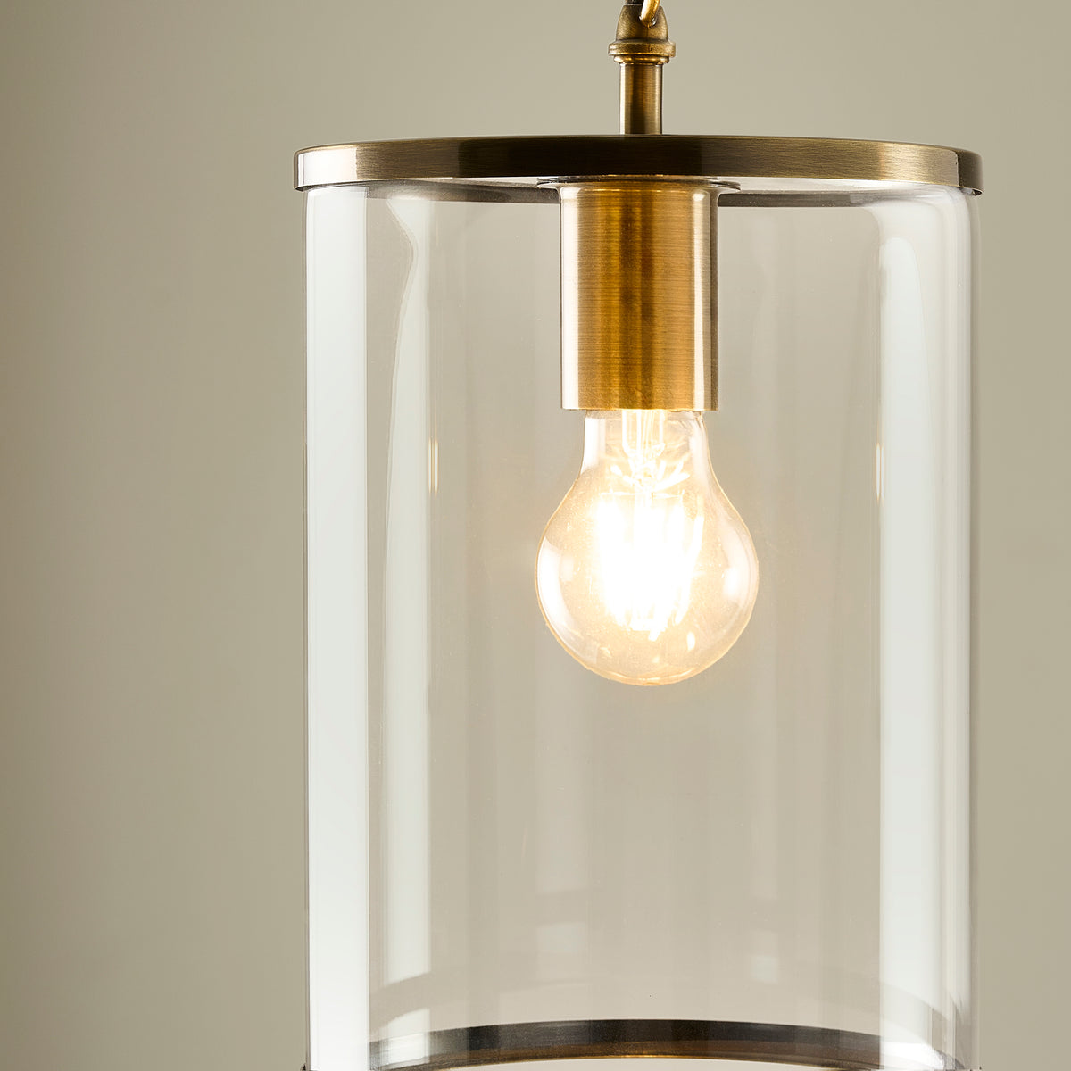 Endon Hebden Pendant - Antique Brass Plate & Clear Glass