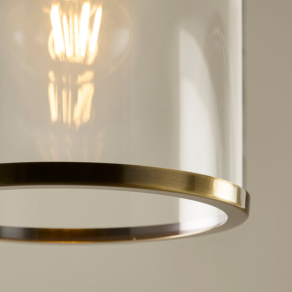 Endon Hebden Pendant - Antique Brass Plate & Clear Glass