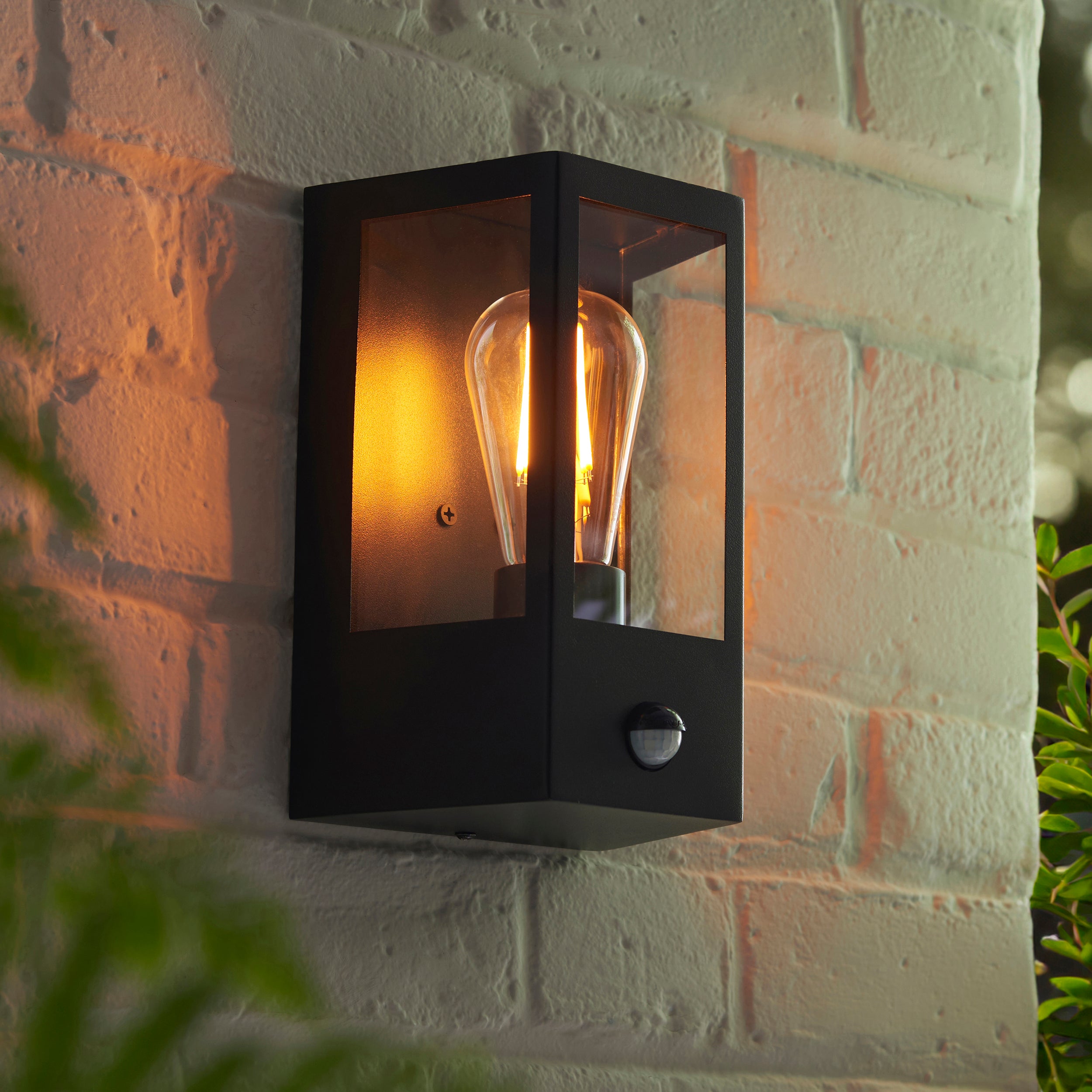 Endon Huntington Pir Wall Light - Matt Black & Clear Glass