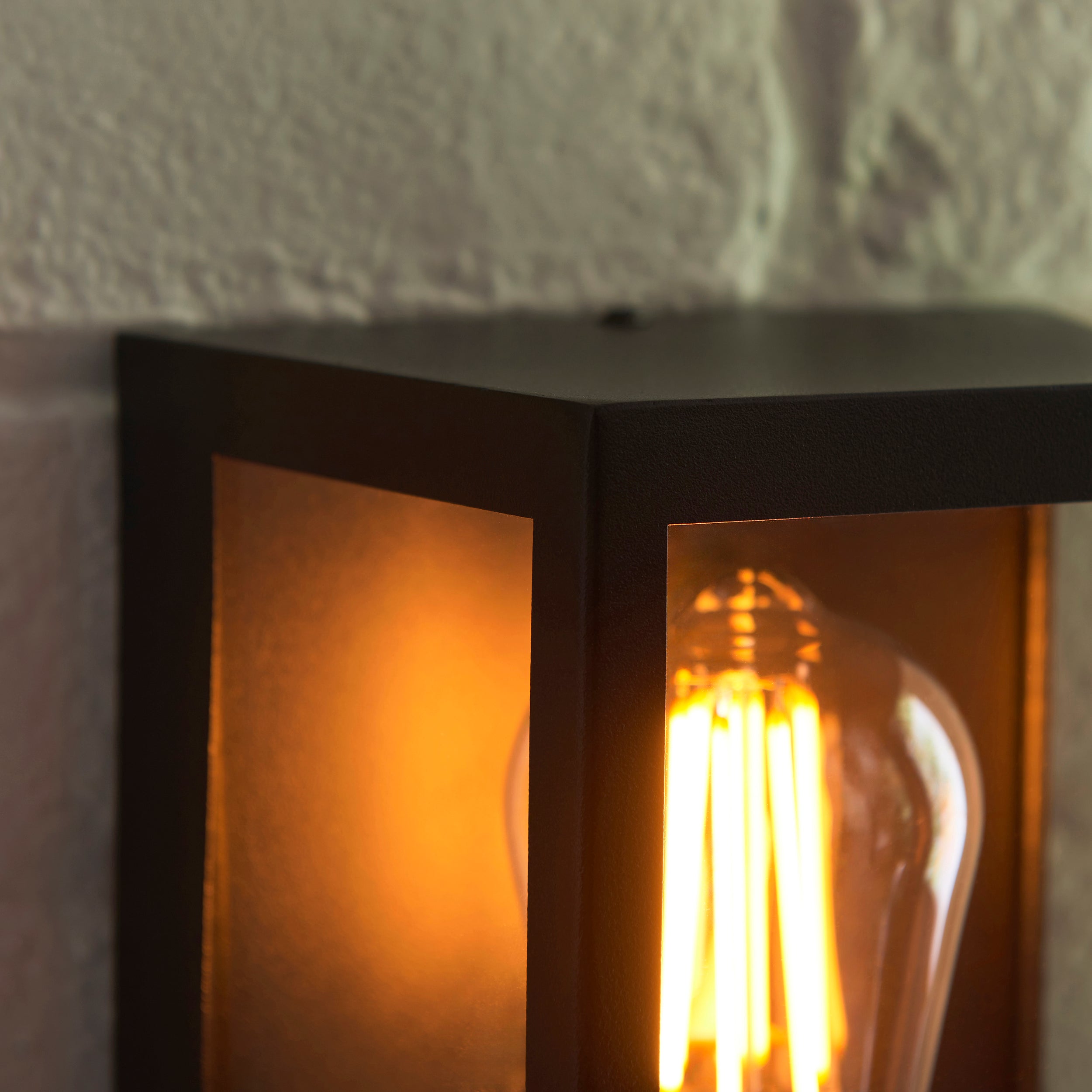 Endon Huntington Pir Wall Light - Matt Black & Clear Glass