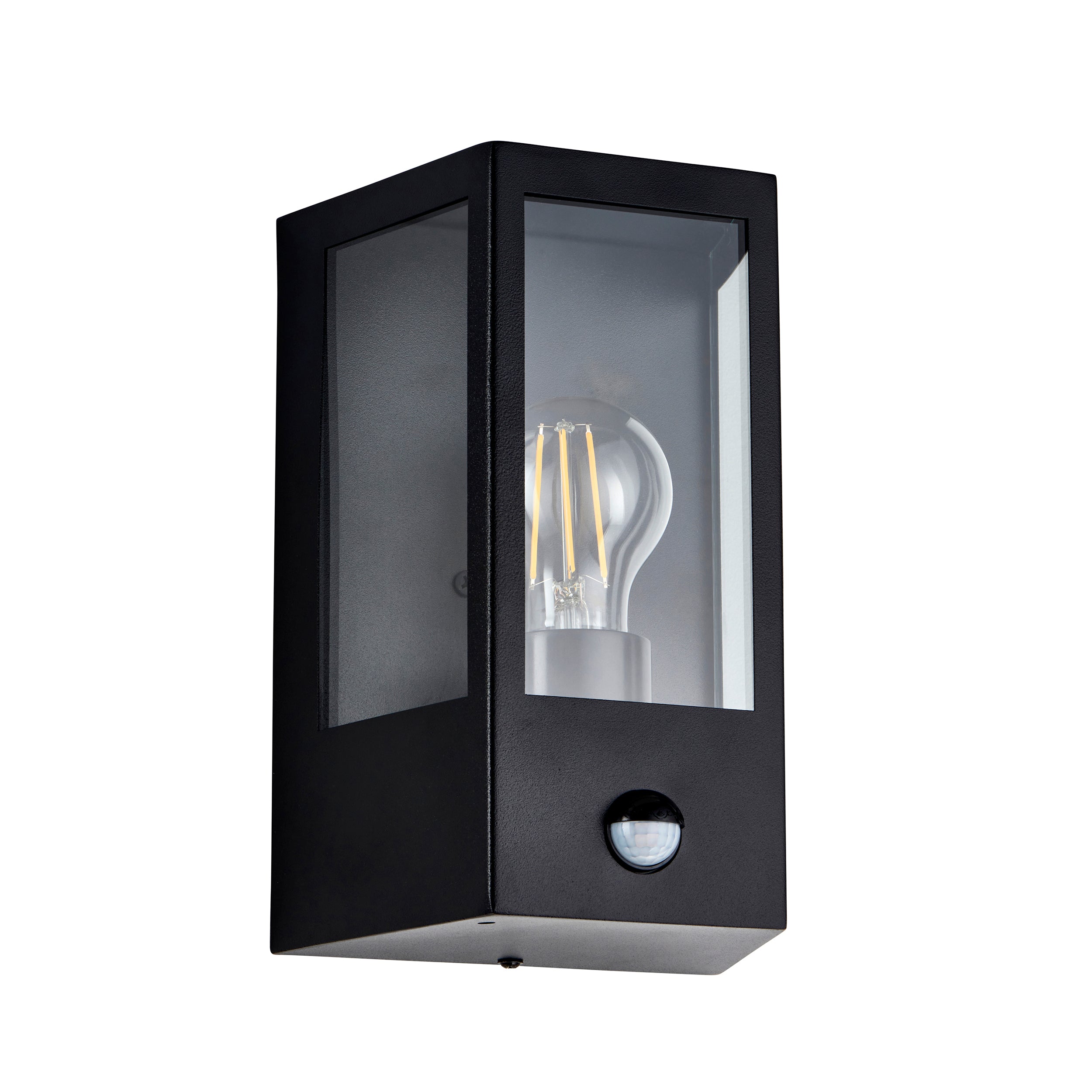Endon Huntington Pir Wall Light - Matt Black & Clear Glass