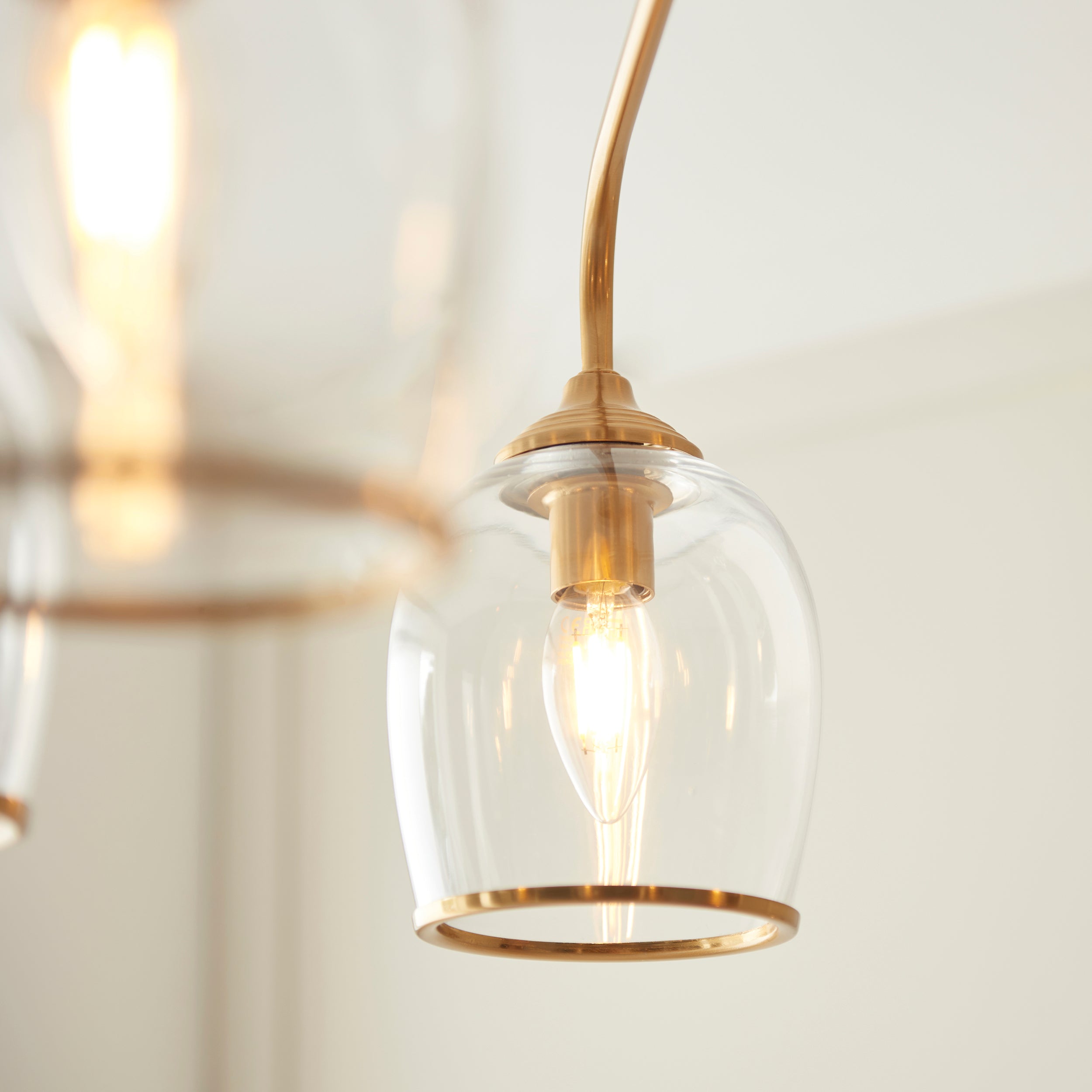 Endon Ashcroft 5 Light Pendant - Brushed Aged Brass Plate & Clear Glass