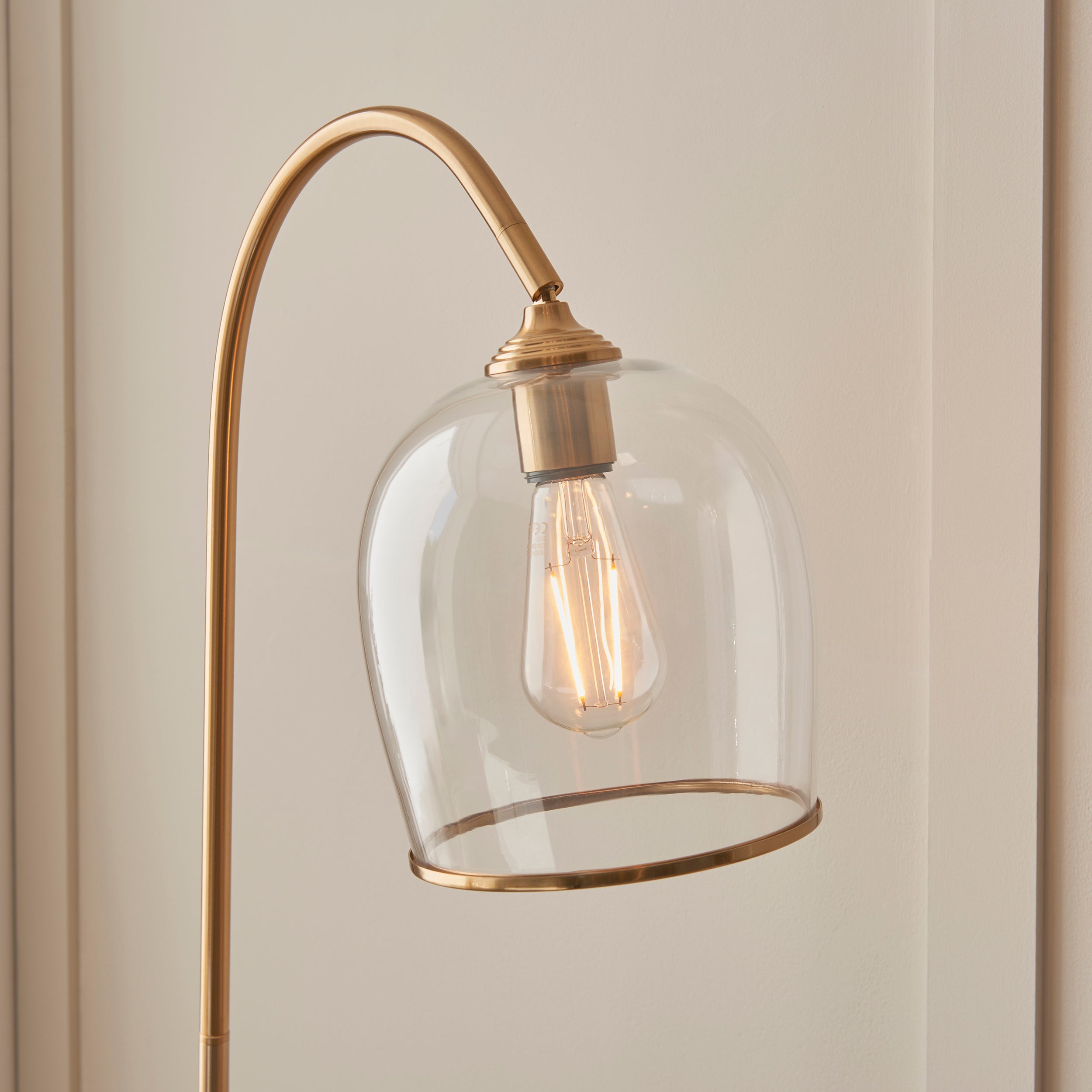 Endon Ashcroft Floor - Brushed Aged Brass Plate & Clear Glass