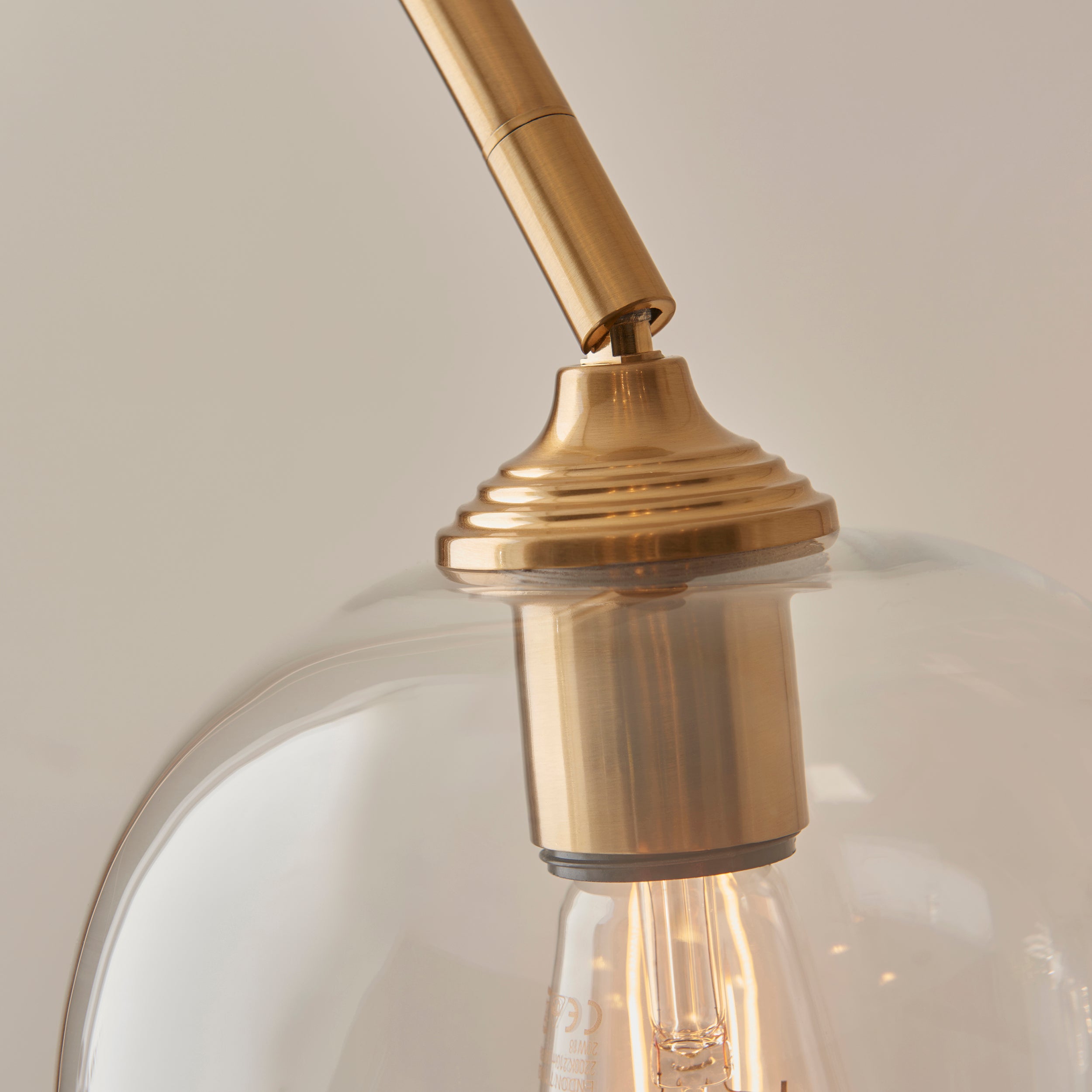 Endon Ashcroft Floor - Brushed Aged Brass Plate & Clear Glass