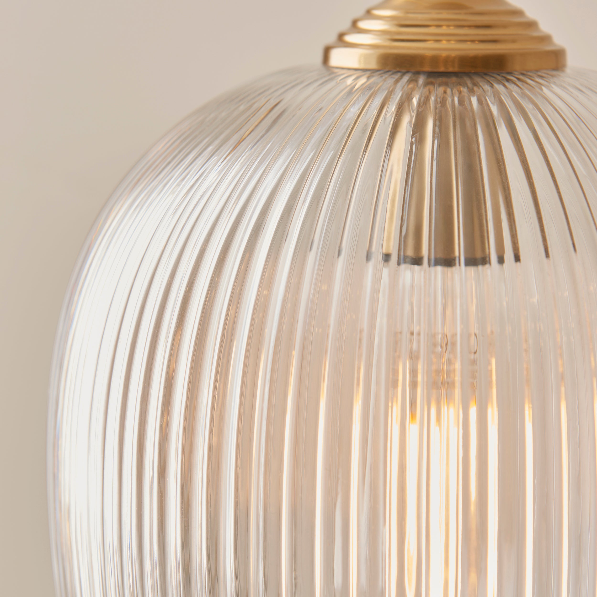 Endon Ashcroft Ribbed Floor - Brushed Aged Brass Plate & Clear Ribbed Glass