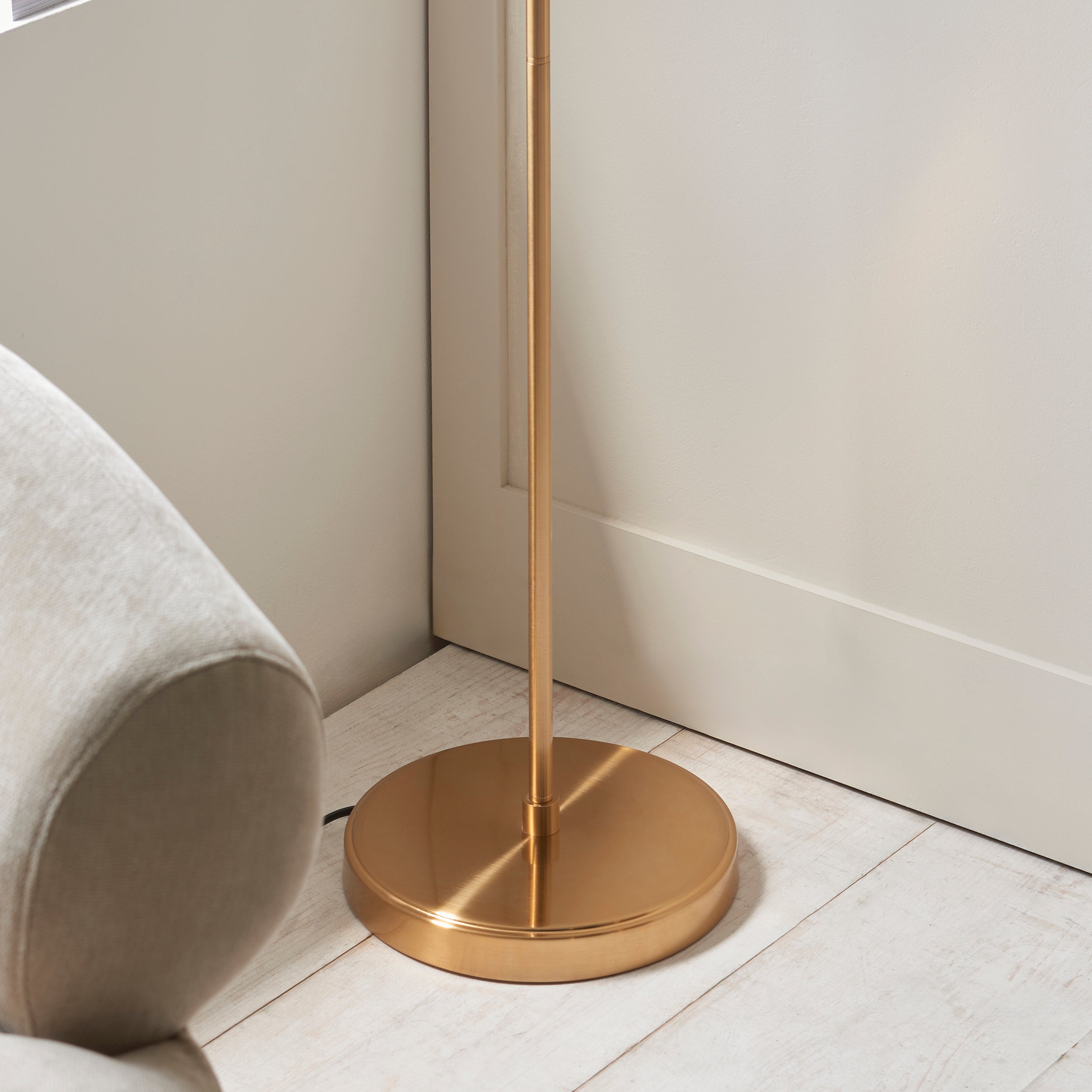 Endon Ashcroft Ribbed Floor - Brushed Aged Brass Plate & Clear Ribbed Glass