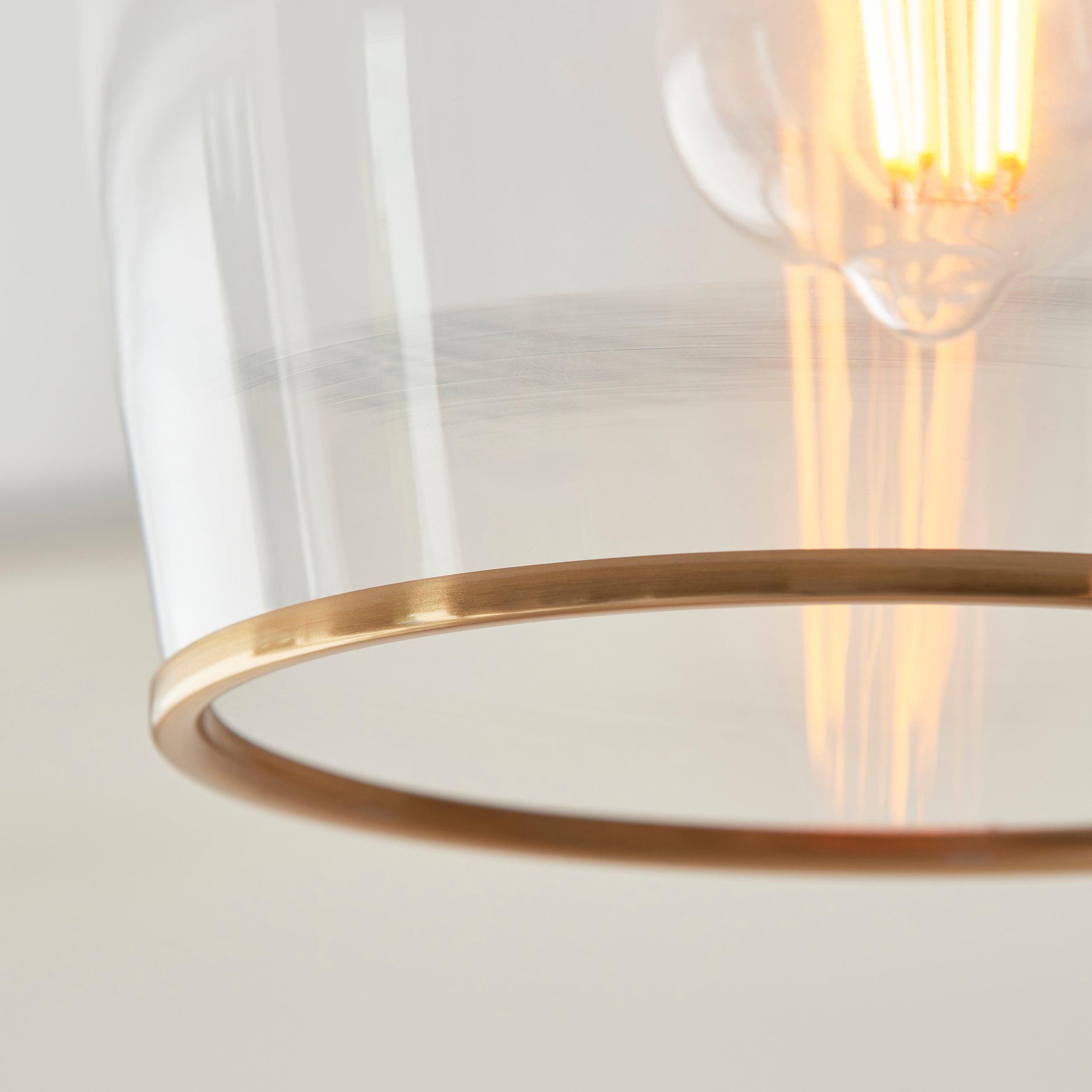 Endon Ashcroft Flush Ceiling Light - Brushed Aged Brass Plate & Clear Glass
