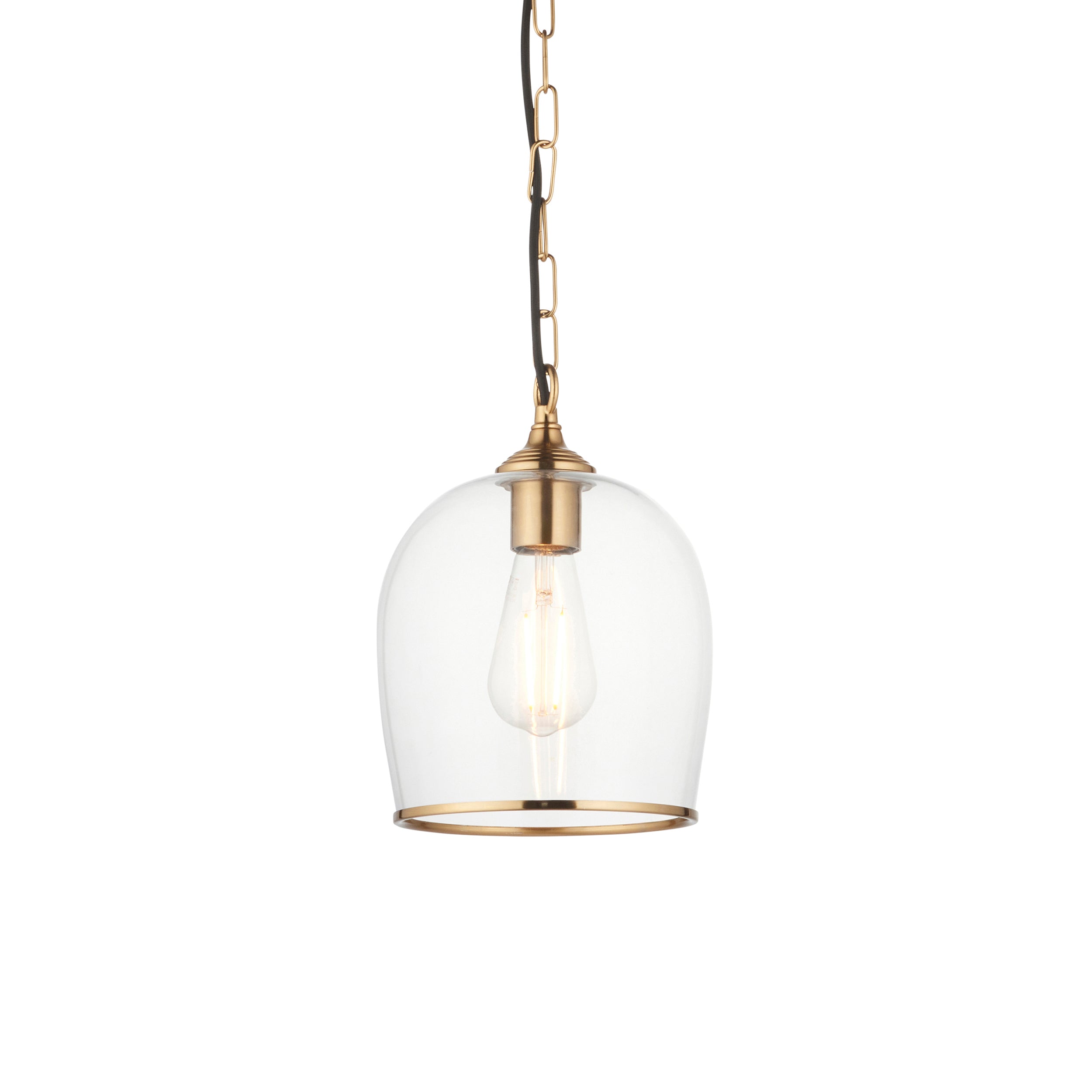 Endon Ashcroft Pendant - Brushed Aged Brass Plate & Clear Glass