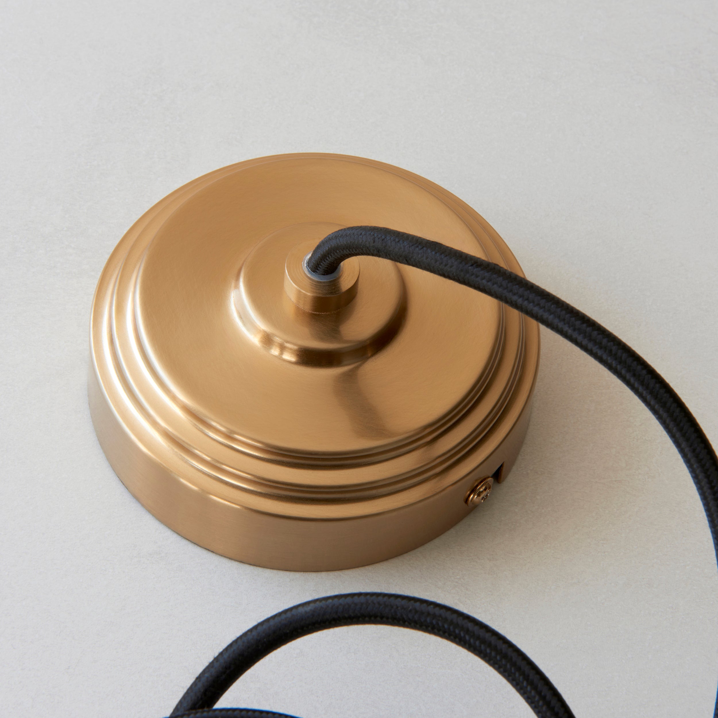 Endon Eltham & Carnation Pendant - Clear Glass & Brushed Aged Brass With Black Braided Cable