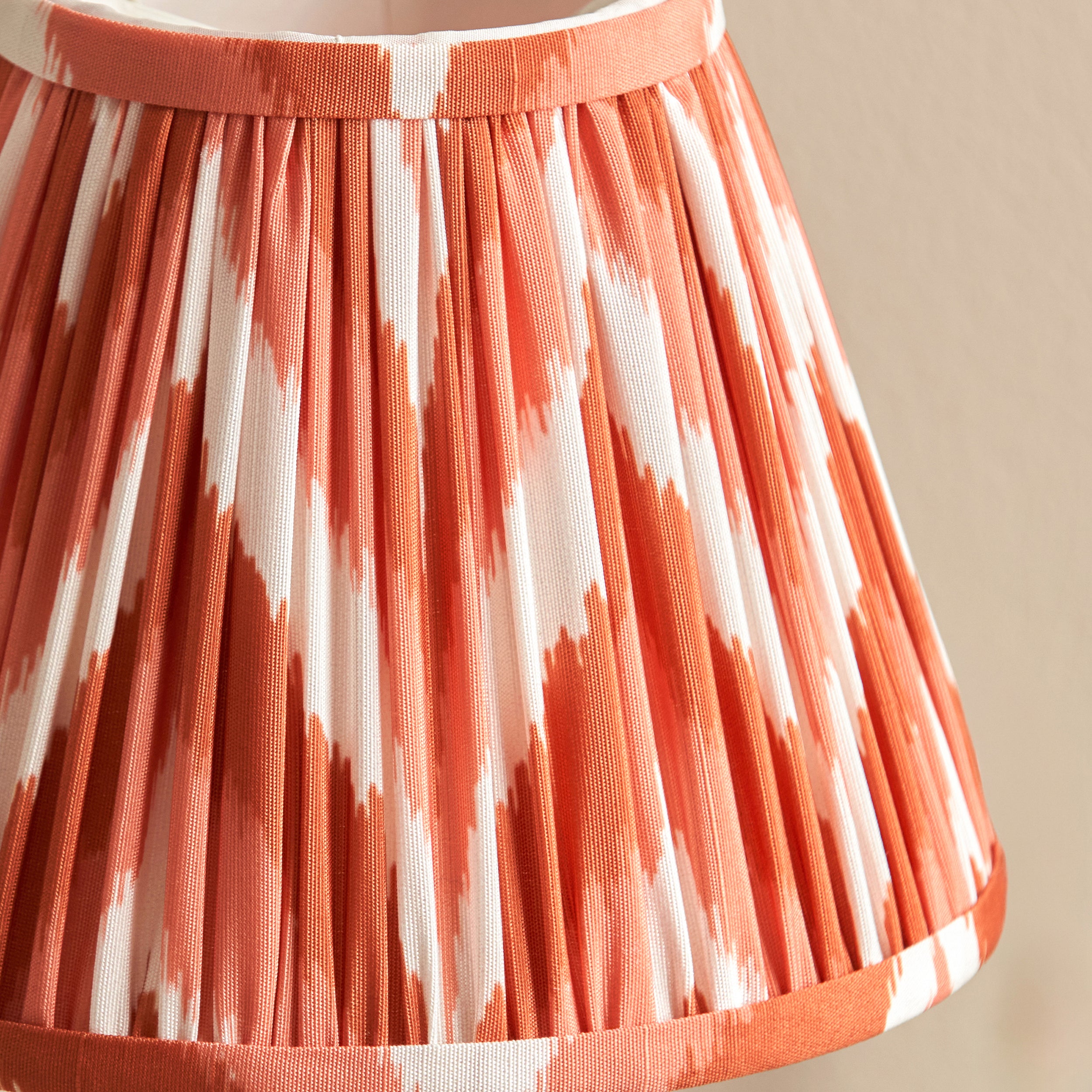 Endon Rise & Zigzag 16cm Table Lamp - Antique Bronze Plate & Apricot Orange Fabric