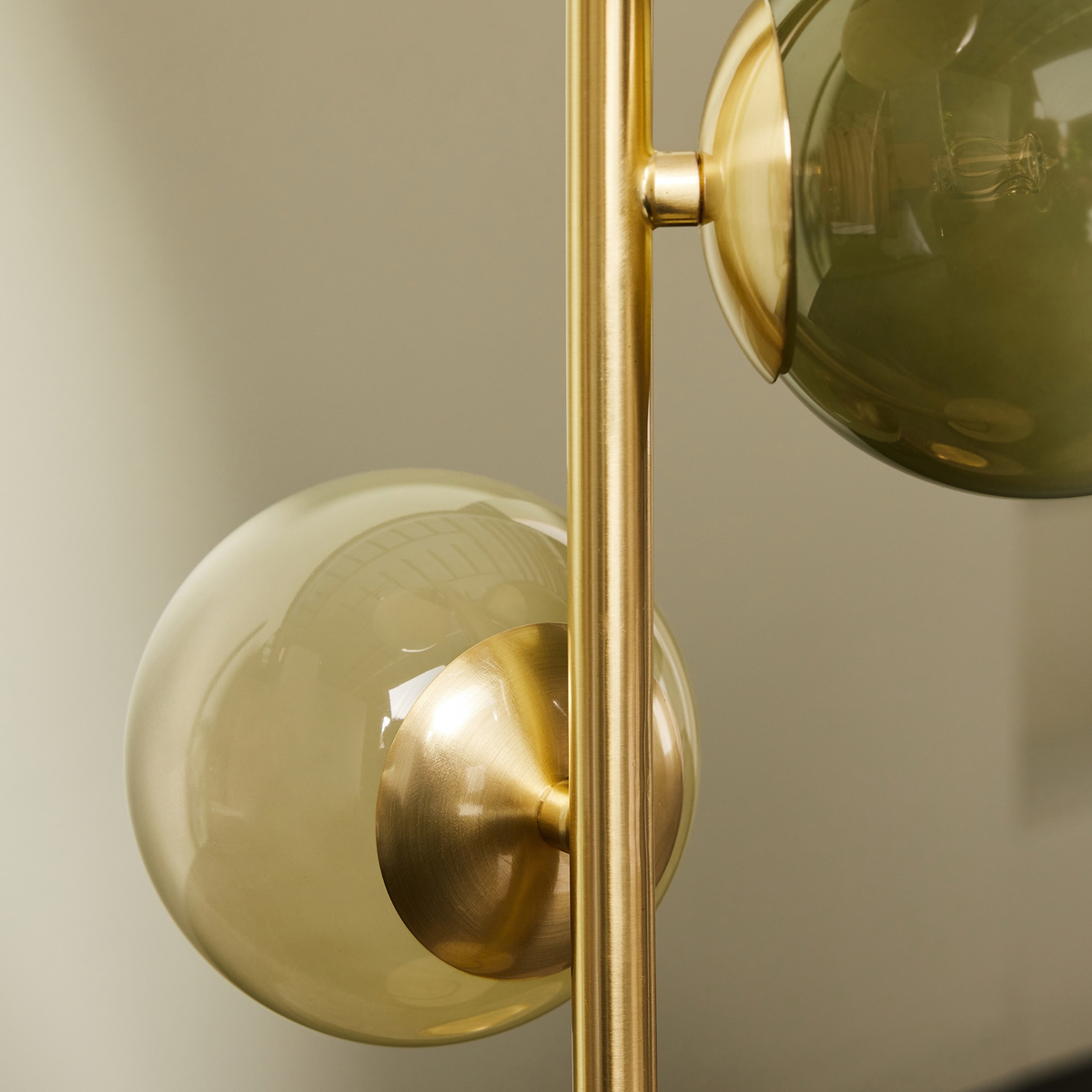 MADE.COM Globe Table Lamp in Brushed Brass with Green Ombre Glass Shade