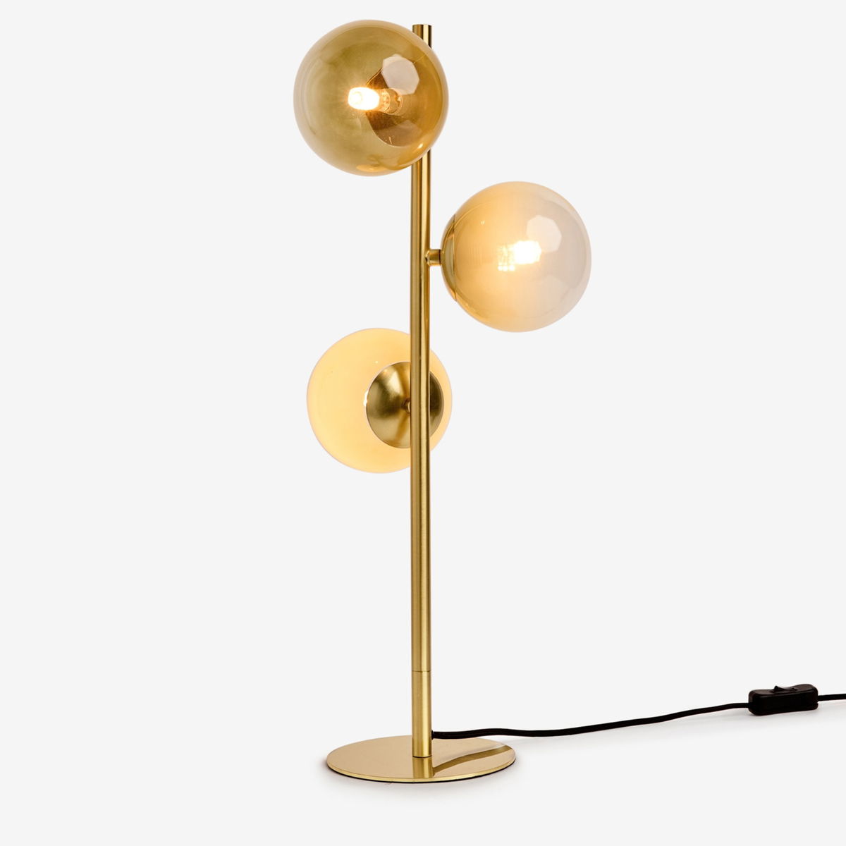 MADE.COM Globe Table Lamp in Brushed Brass with Green Ombre Glass Shade