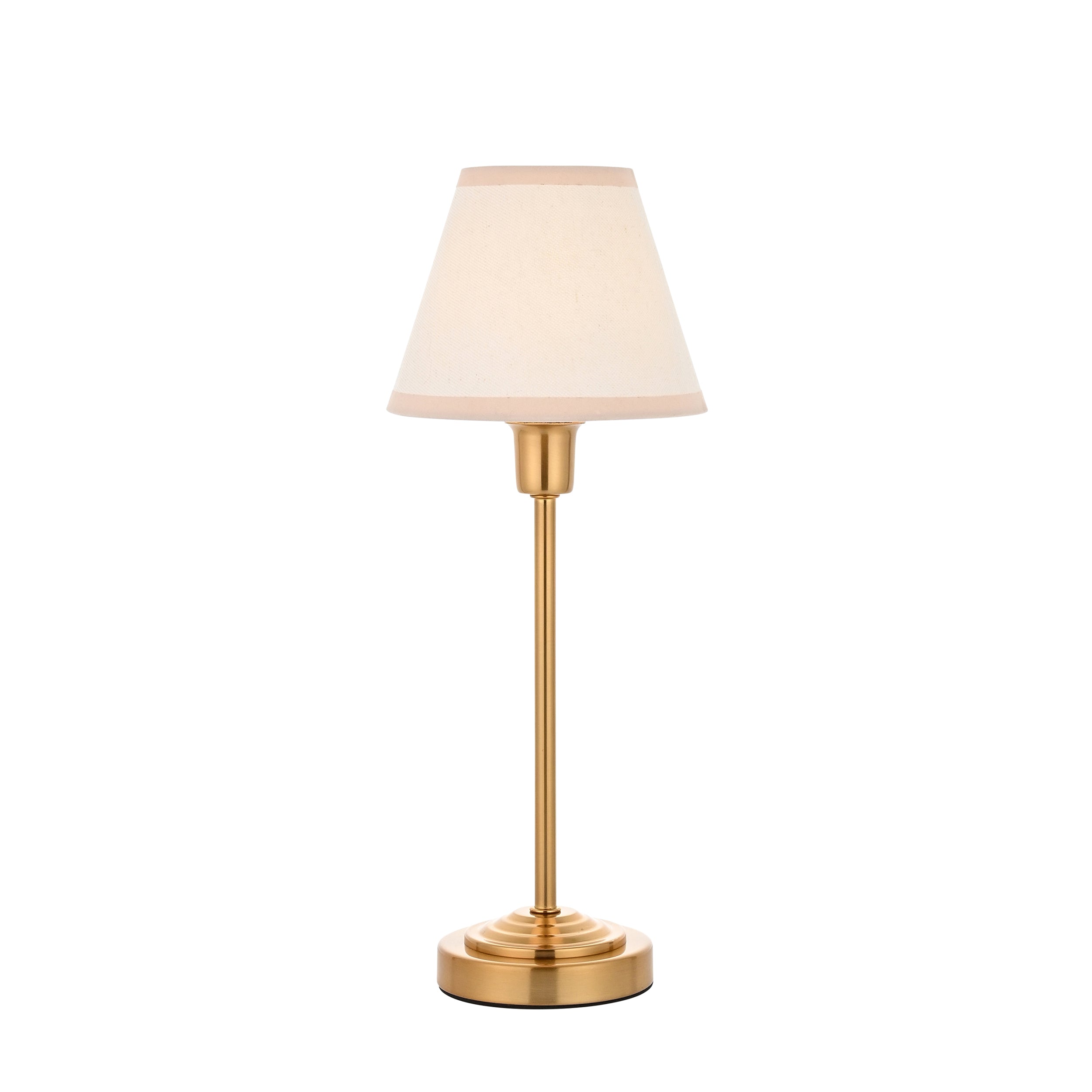 Endon Rise & Ivy 16cm Table Lamp - Vintage Brass Finish & Vintage White Fabric