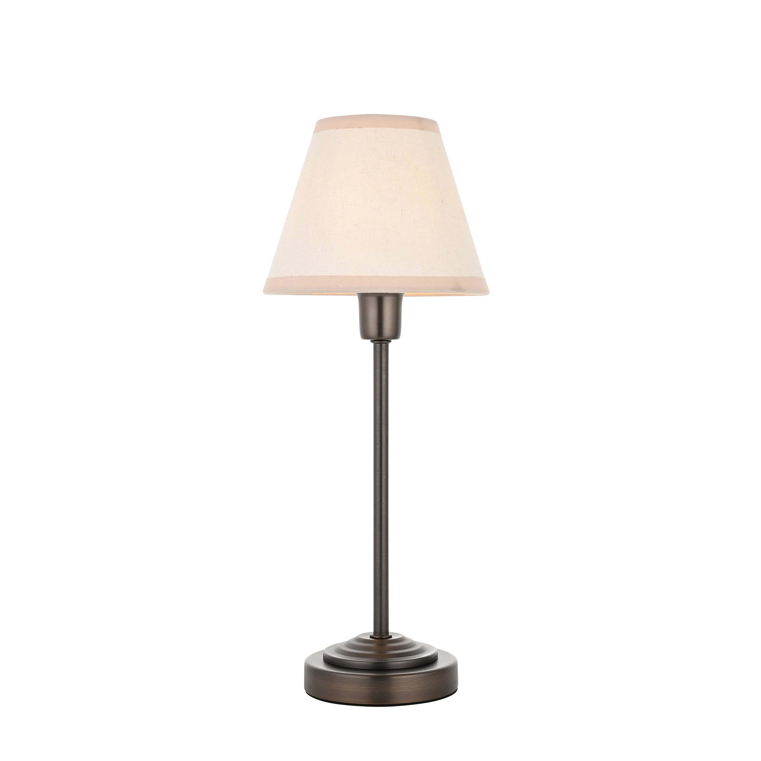 Endon Rise & Ivy 16cm Table Lamp - Antique Bronze Plate & Vintage White Fabric